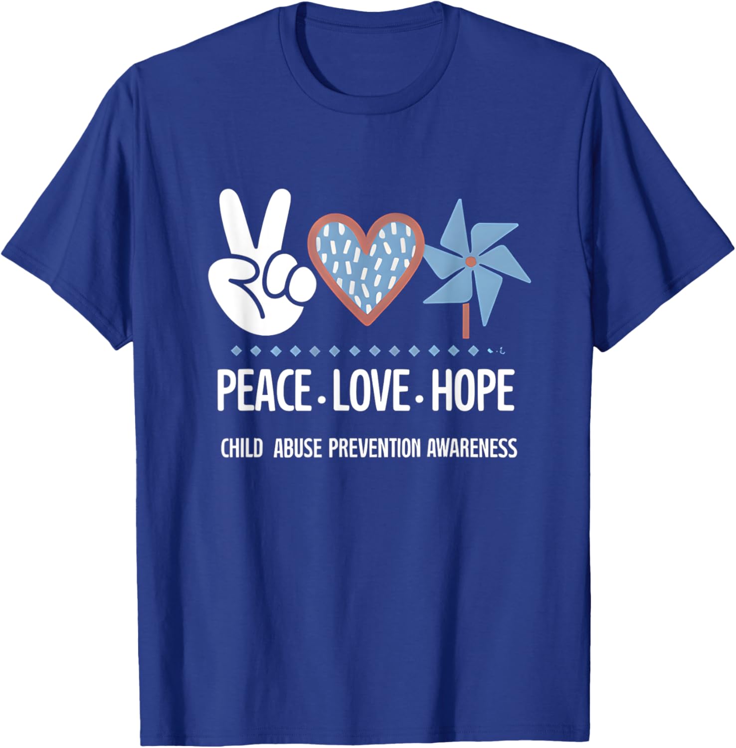 Peace Love Hope Pinwheel T-Shirt for Child Abuse Prevention Awareness - 2