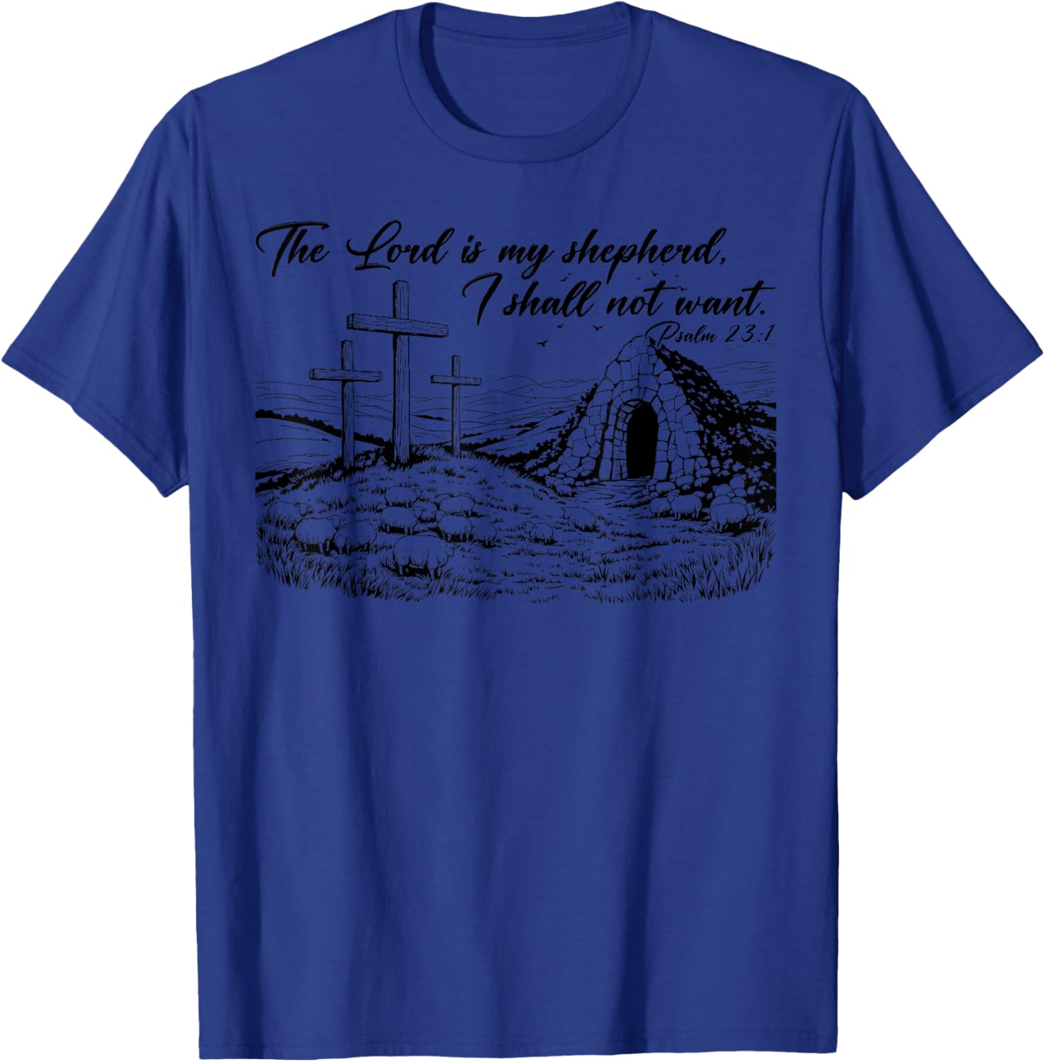 Happy Easter Christian T-Shirt The Lord Is My Shepherd Design - 5