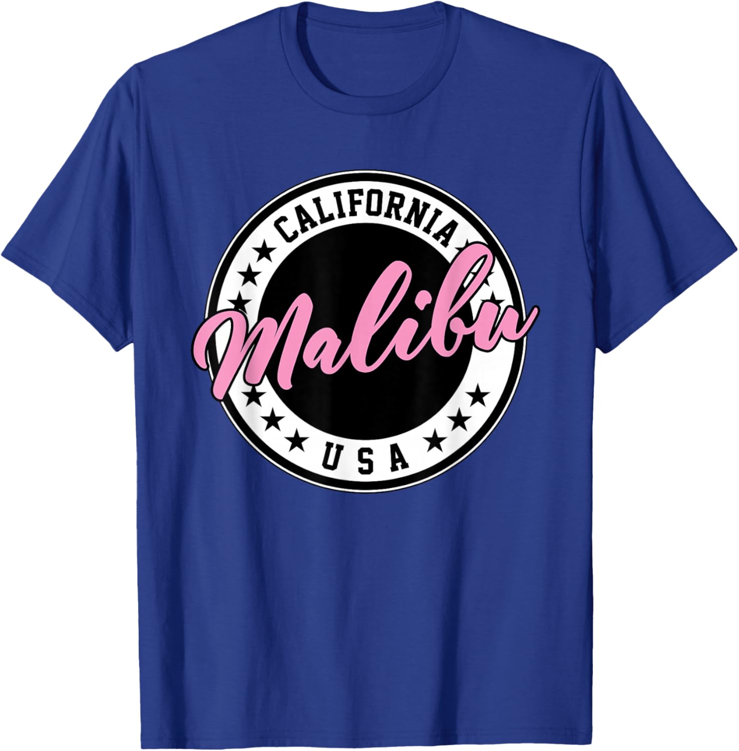 Malibu California Pink Script Circle T-Shirt for Trendy Summer Style - 27