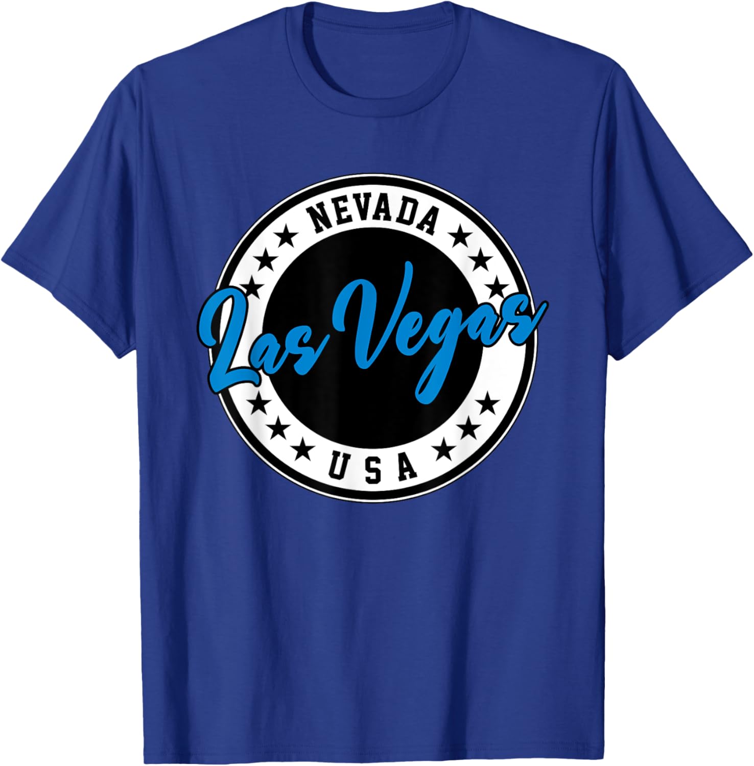 Las Vegas Nevada Blue Circle Script T-Shirt for Casual Style Fans - 19