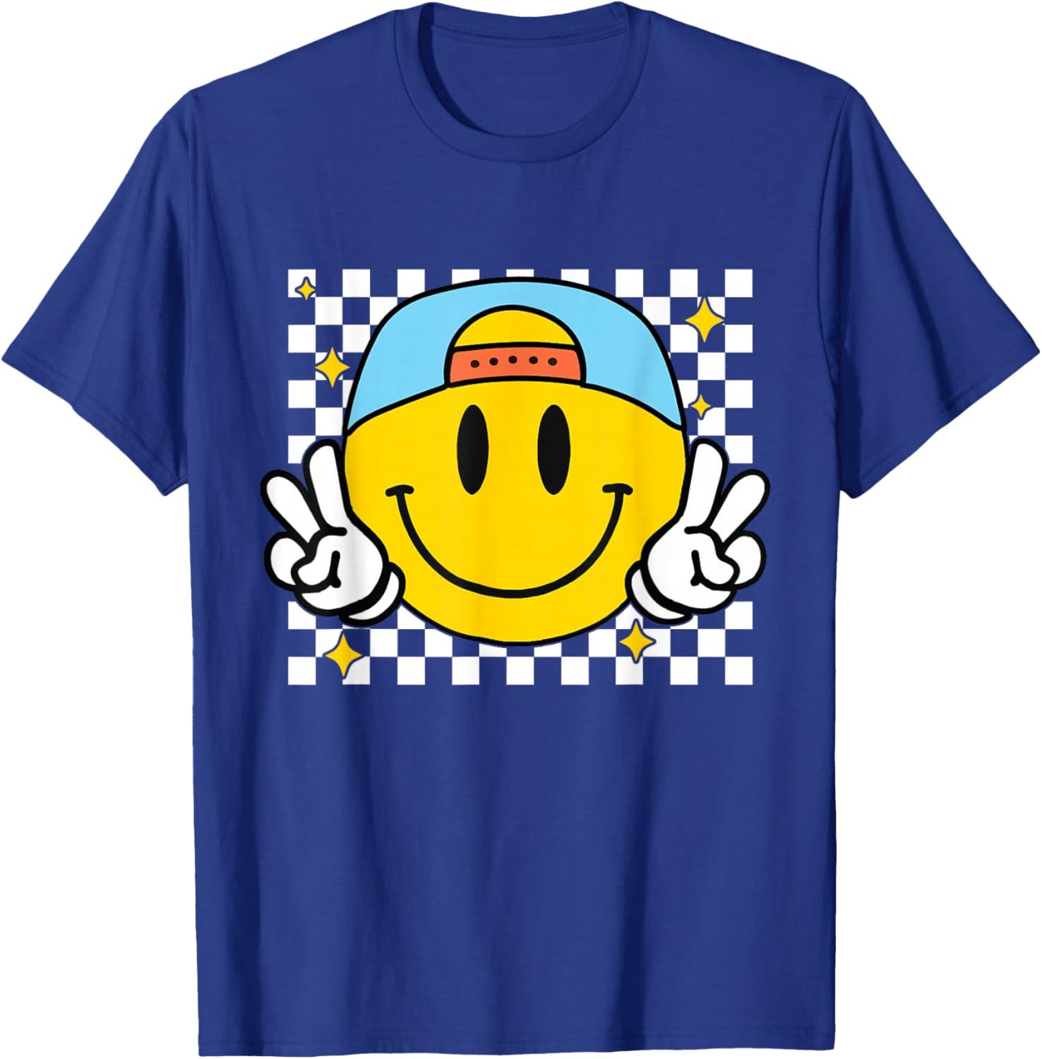 Happy Yellow Smile Face Checkered T-Shirt for Fun and Joyful Style - 6