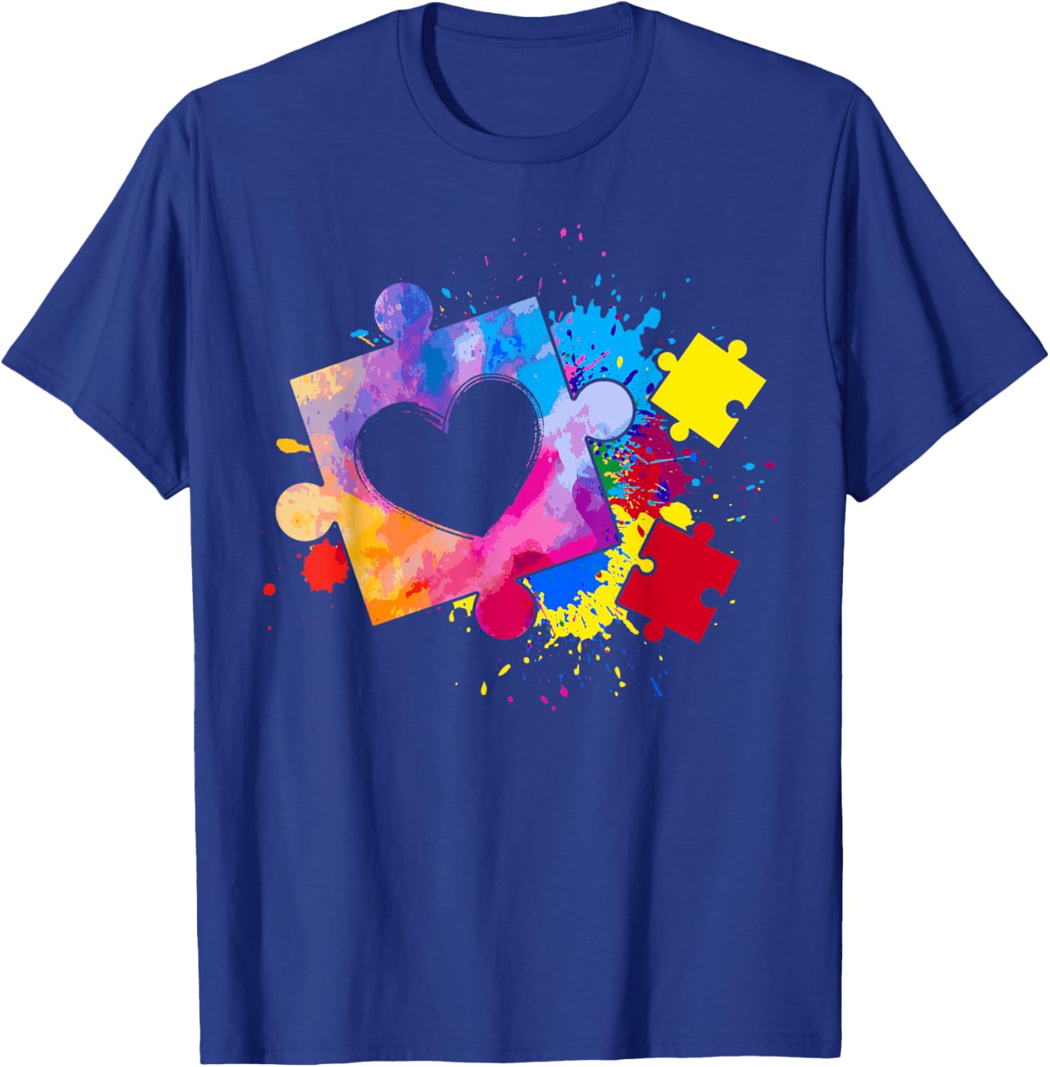 Autism Awareness Tie Dye Puzzle Piece Heart Kids T-Shirt for Boys and Girls - 12