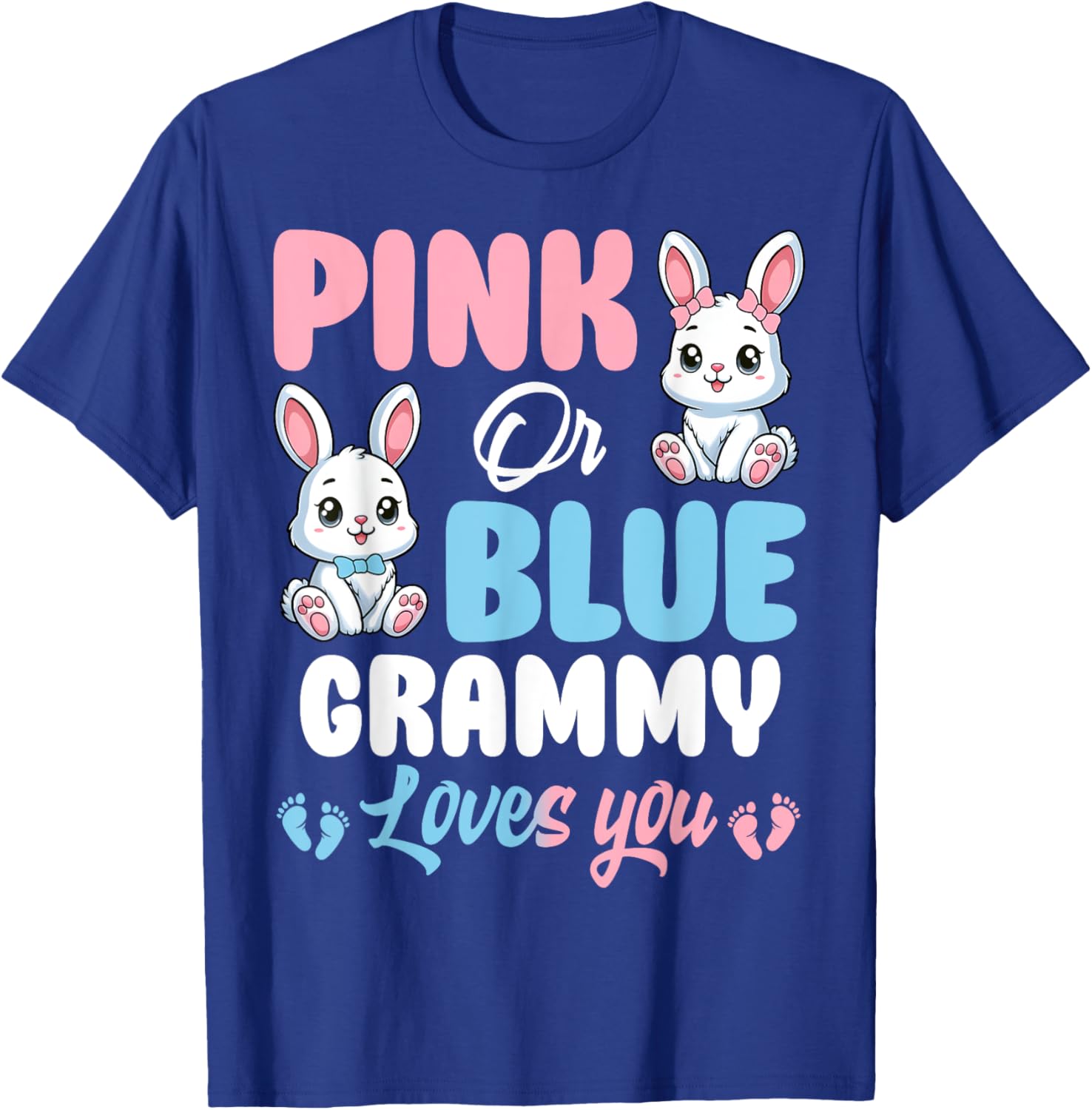 Pink or Blue Grammy Loves You Bunny Gender Reveal Party T-Shirt - 14