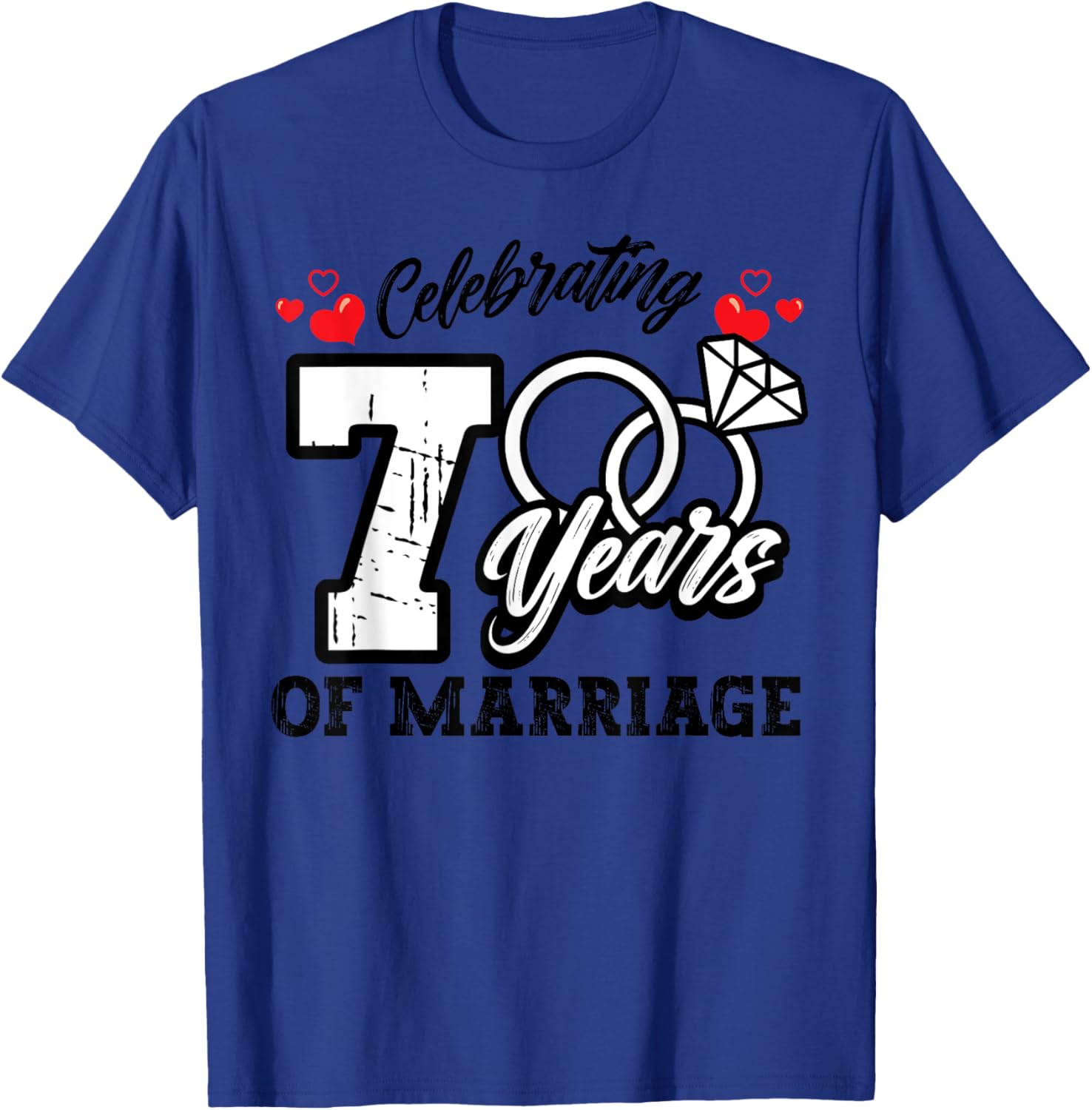 7th Wedding Anniversary Matching T-Shirt for Couples Celebrating Love - 7