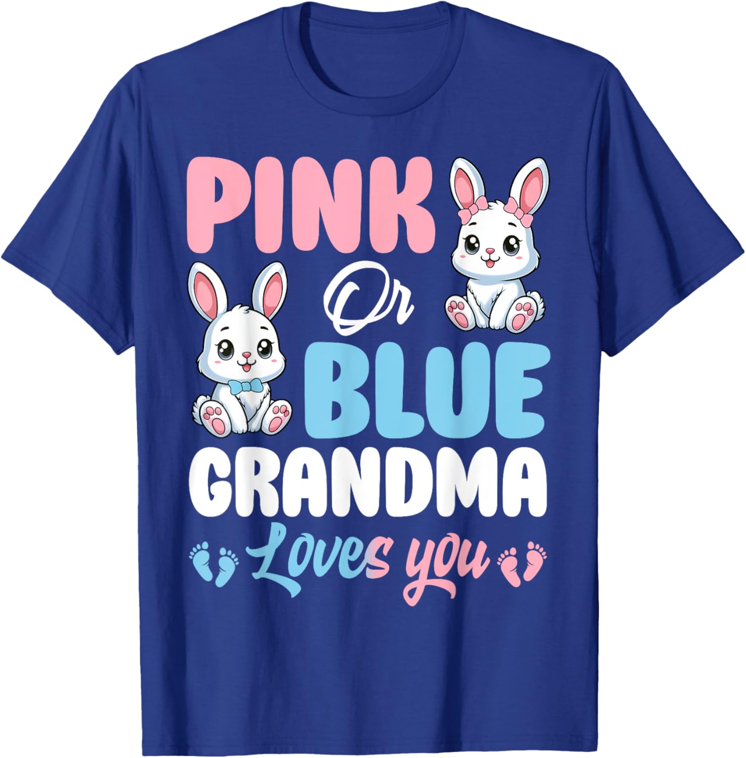Pink or Blue Grandma Loves You Bunny Gender Reveal T-Shirt for Kids - 13