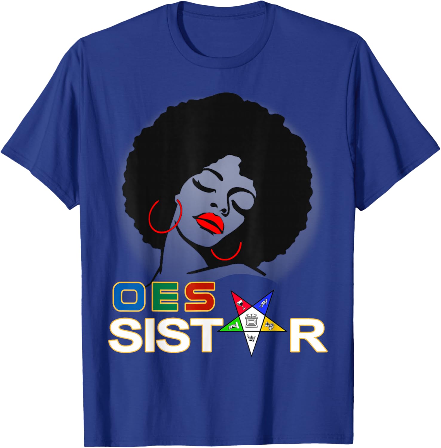 Beautiful Red Afro Earrings and Sistar Eastern Star T-Shirt for Girls - 23