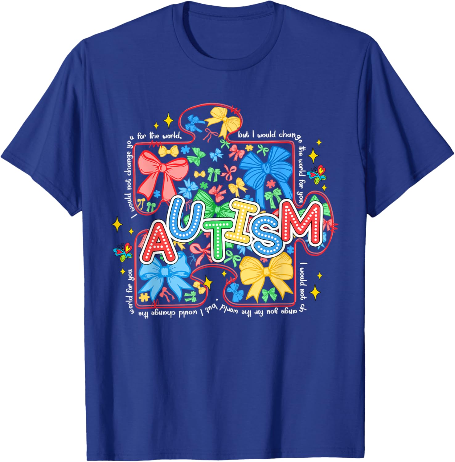 Autism Awareness Puzzle Bow Women's T-Shirt Cute and Stylish Design - 15