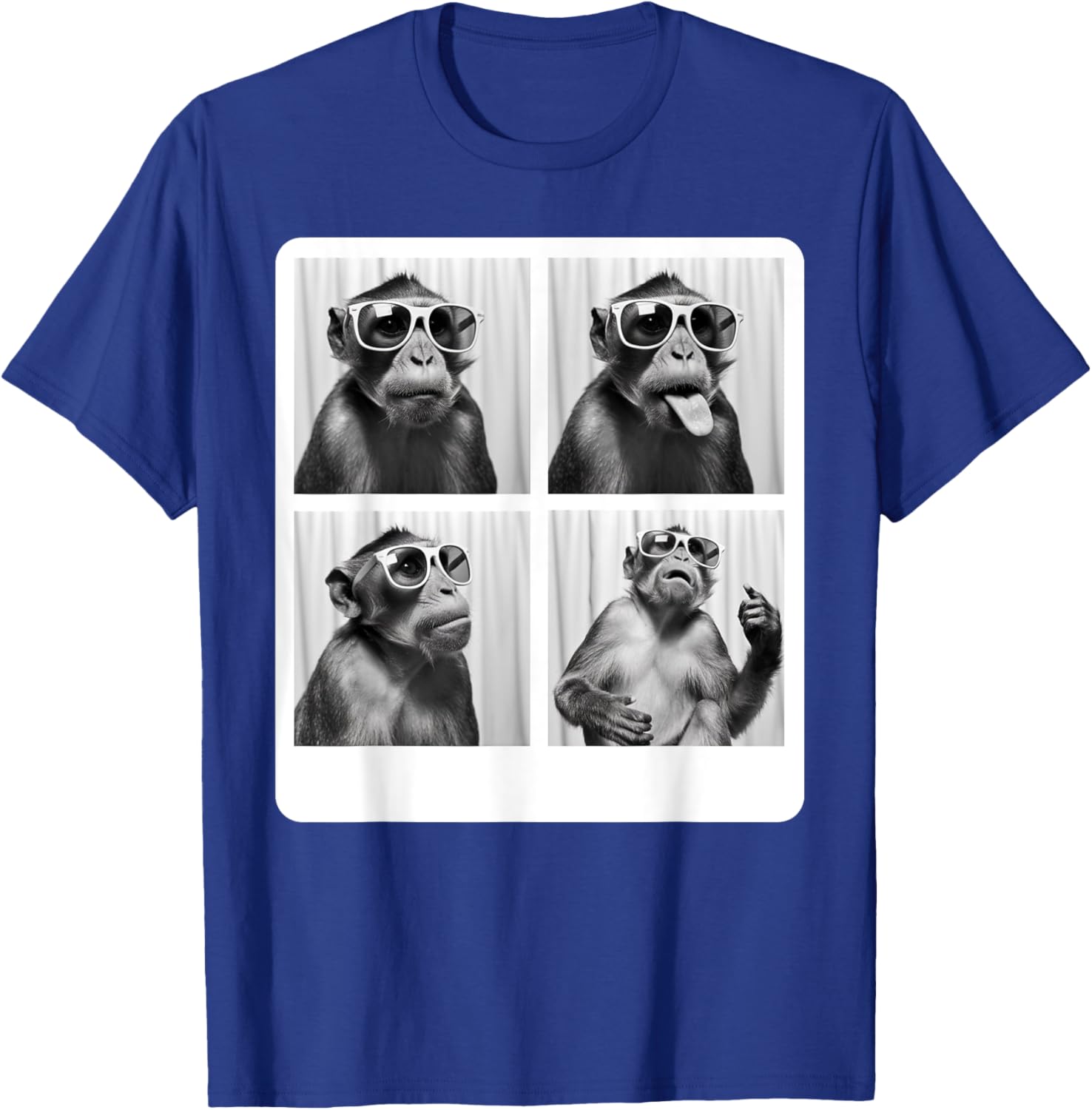 Funny Monkey Photo Booth T-Shirt with Sunglasses for Animal Lovers - 12