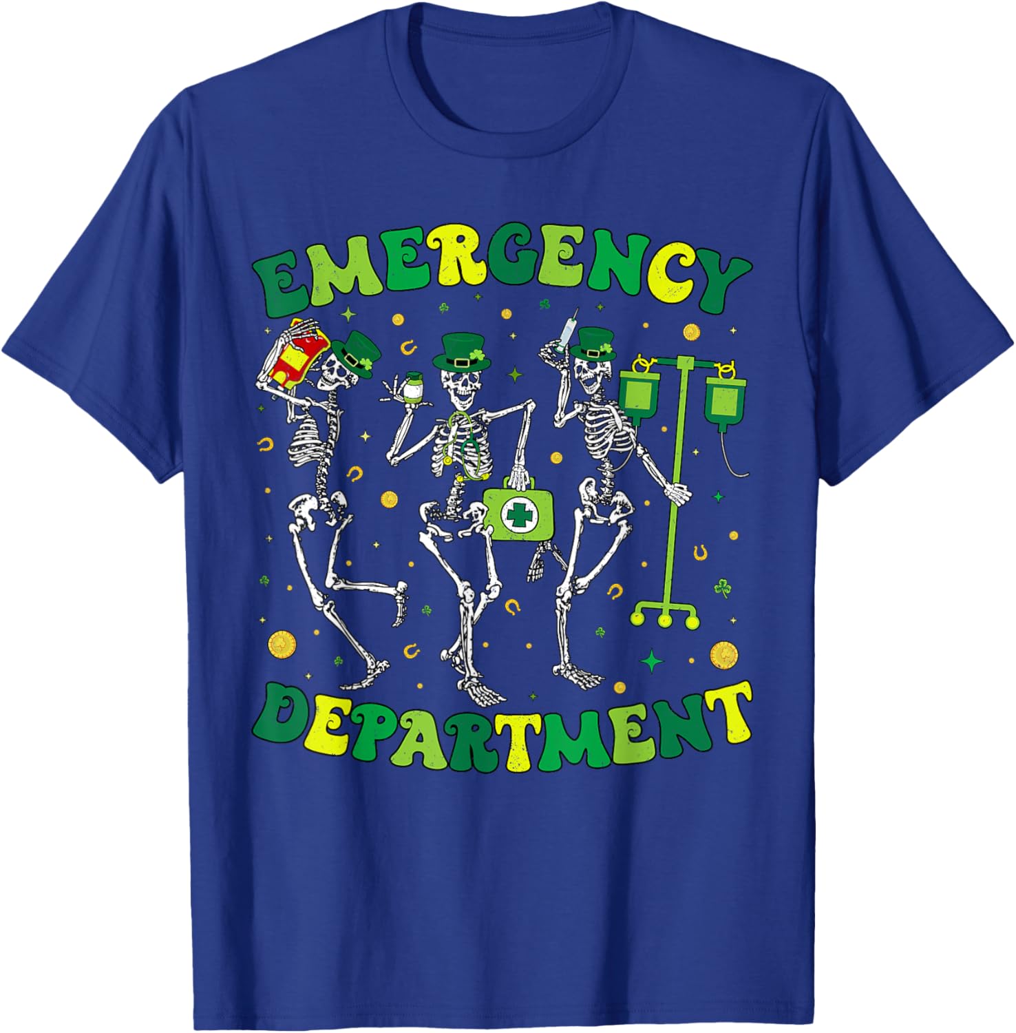 St Patricks Day Skeleton T-Shirt for Emergency Department Fun - 19