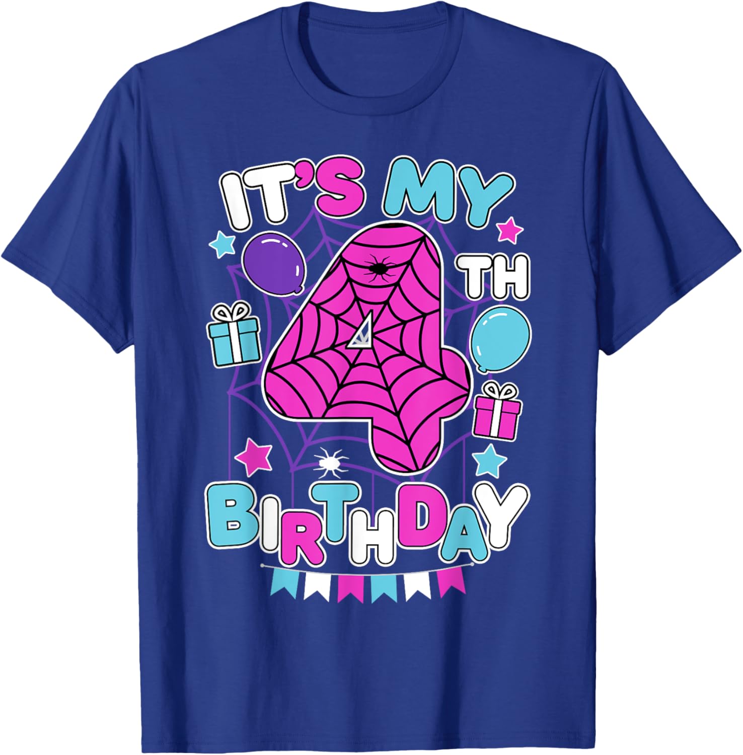 Cute 4th Birthday Spider Web T-Shirt for Girls Halloween Party - 3