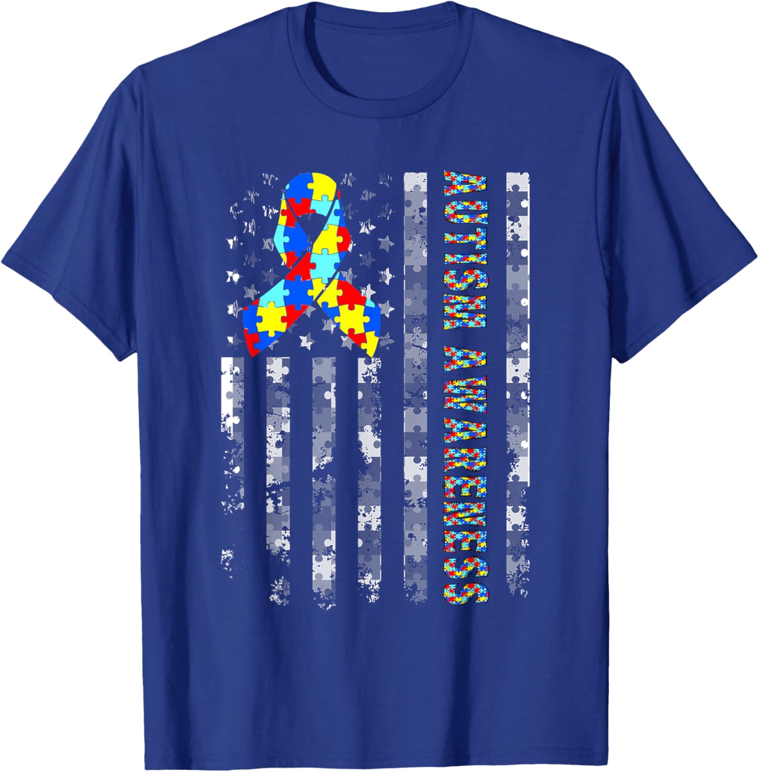 Autism Awareness USA Flag T-Shirt for Moms and Dads - Support and Love - 12