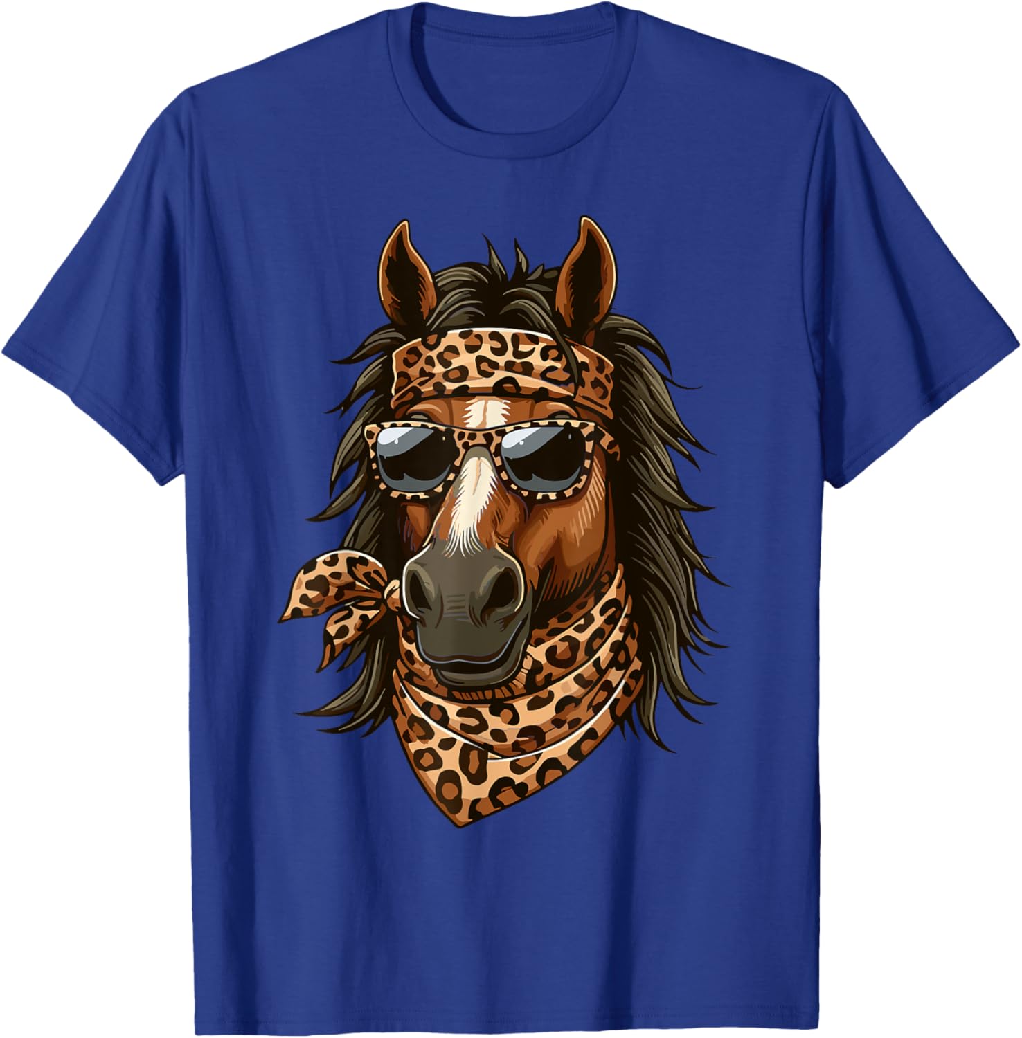 Stylish Horse in Leopard Scarf and Sunglasses T-Shirt for Animal Lovers - 17