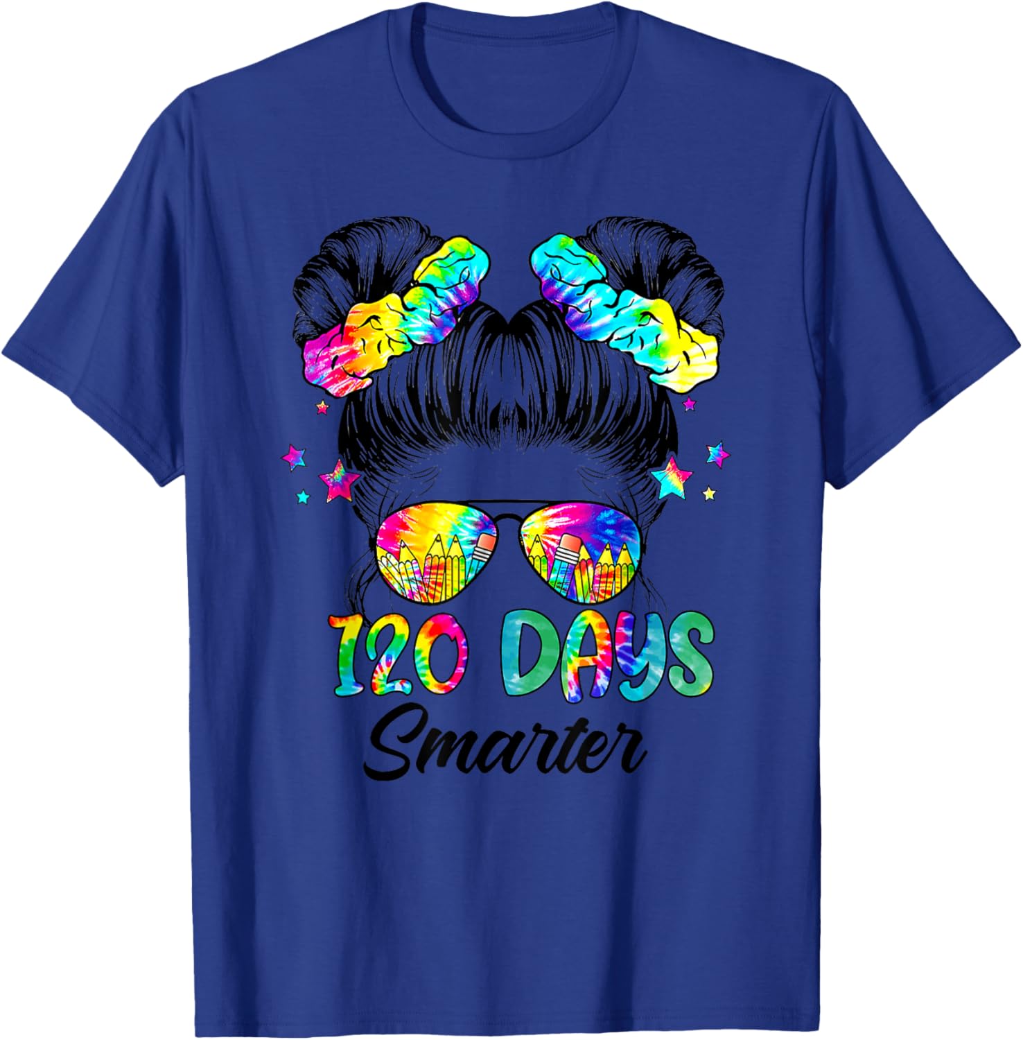 Messy Bun 120 Days of School Tie Dye Shirt for Smart Students - 14