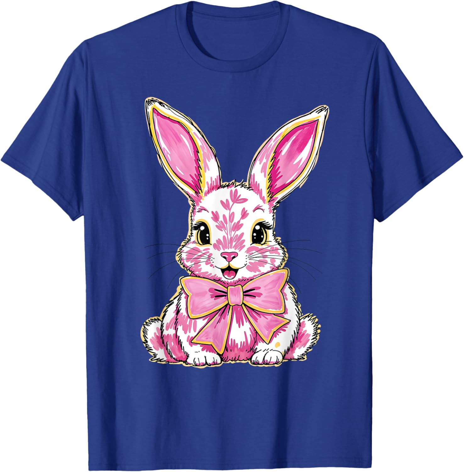 Happy Easter Bunny Coquette Bow Preppy T-Shirt for Women and Girls - 16