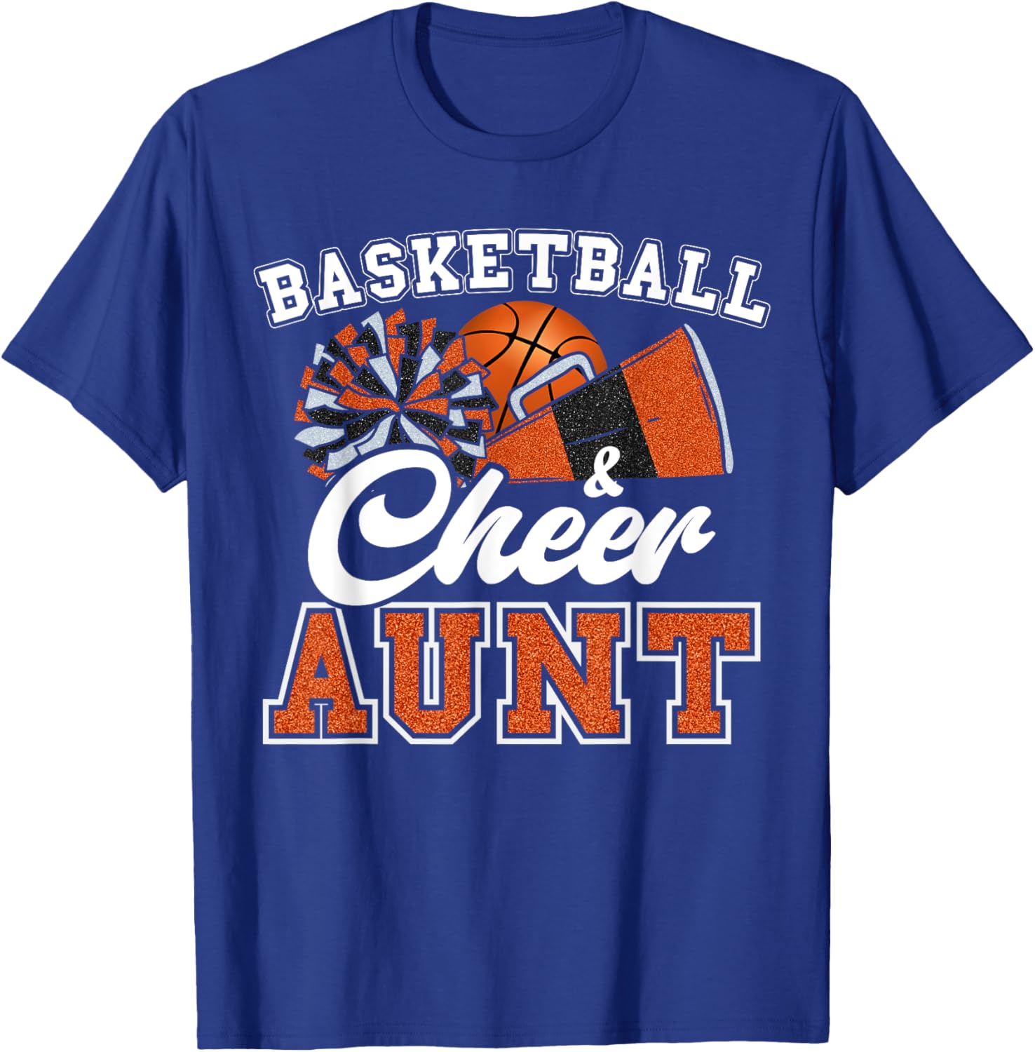 Proud Basketball Cheer Aunt T-Shirt for Cheerleader Niece in Orange - 10