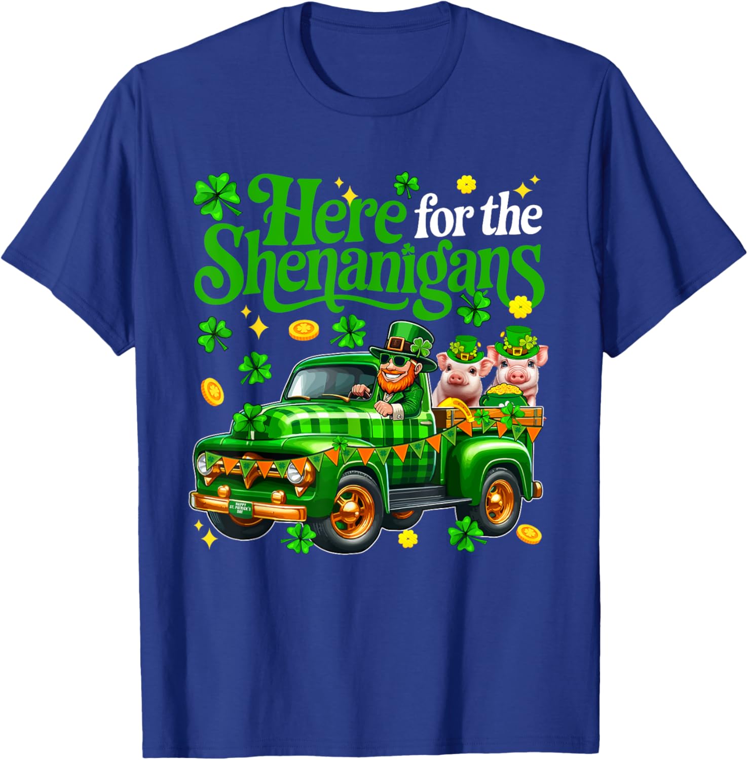 Here For The Shenanigans St Patrick's Day Pig Truck T-Shirt for Fun Lovers - 11
