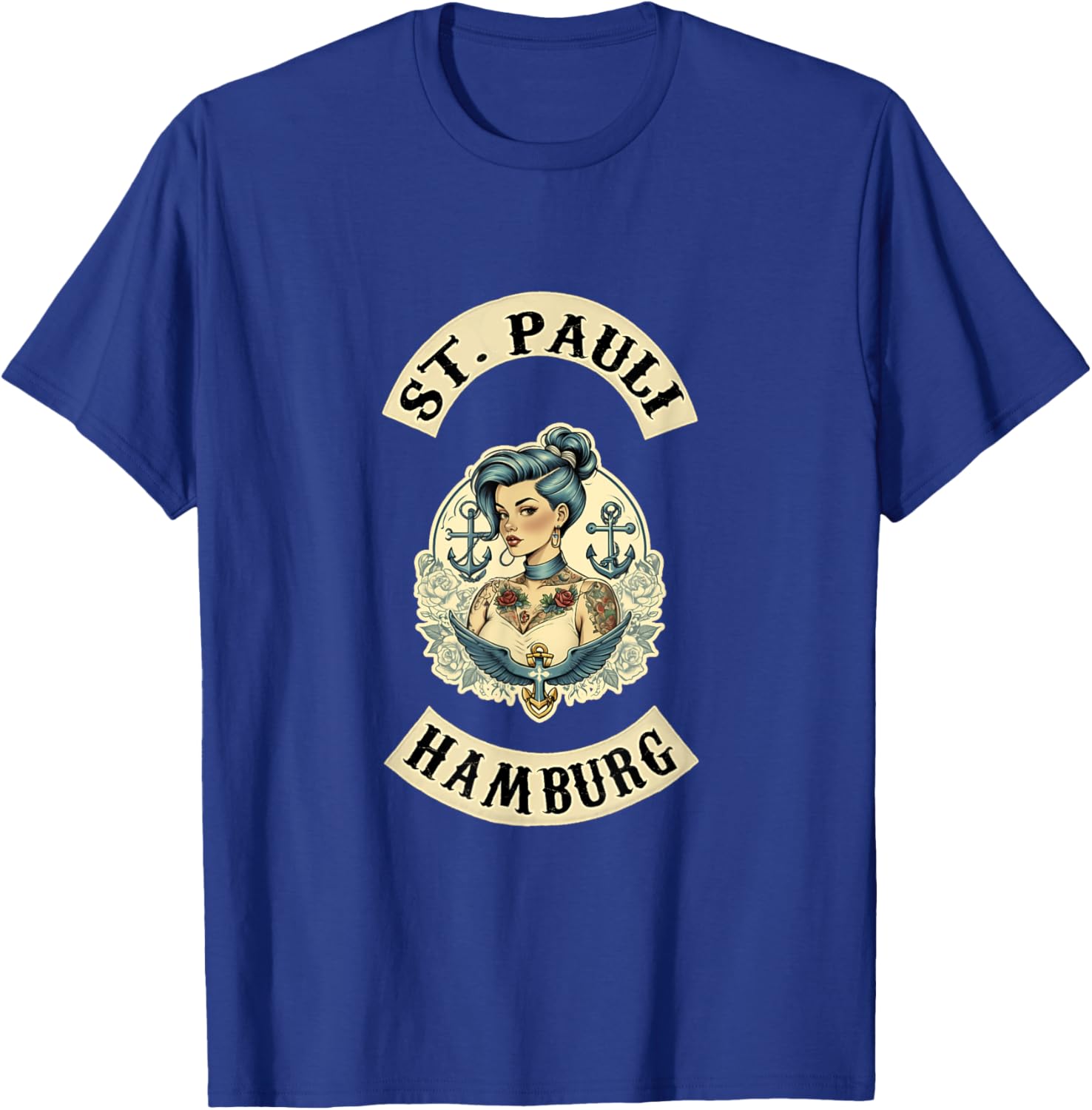 Hamburg St. Pauli Reeperbahn Sailor Tattoo Girl T-Shirt for Fans - 7