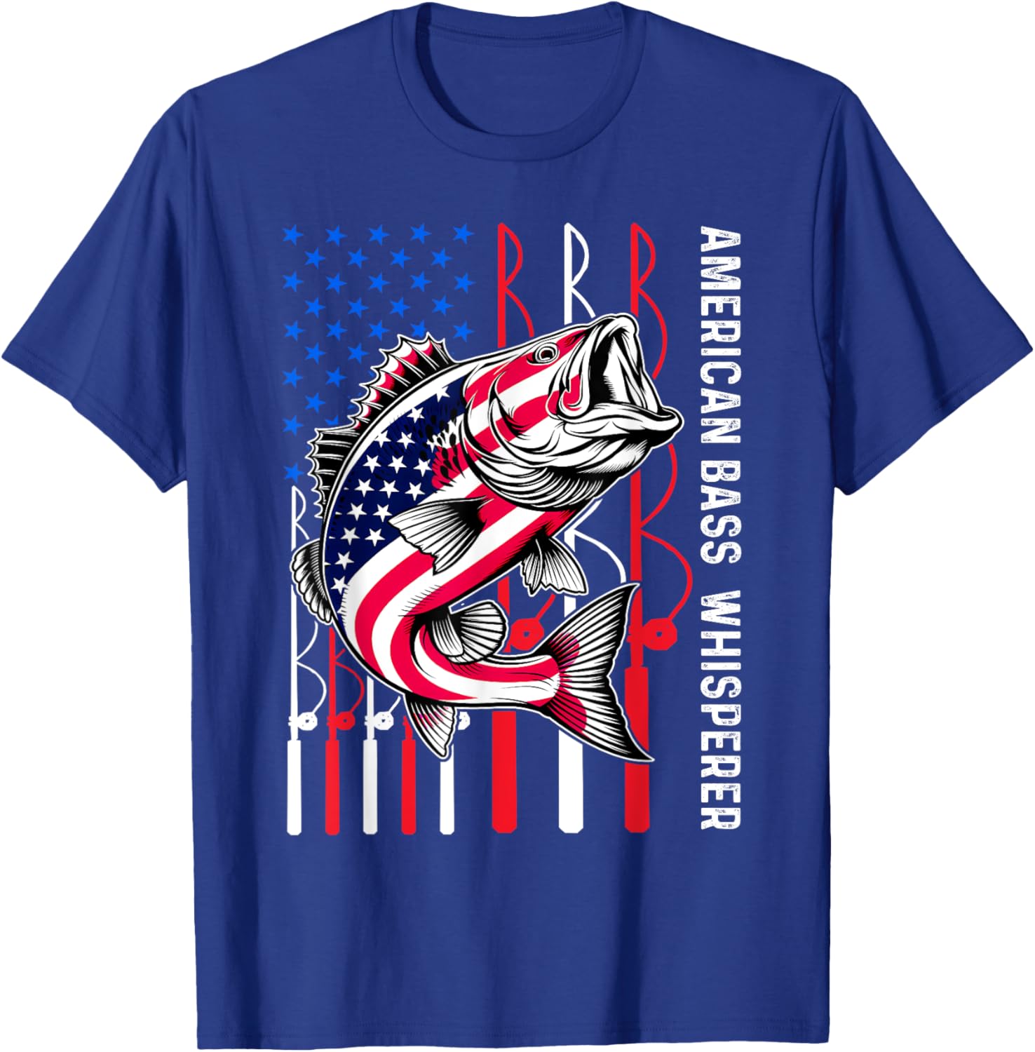 Patriotic Anglers American Bass Pro Whisperer Fisherman T-Shirt Design - 10