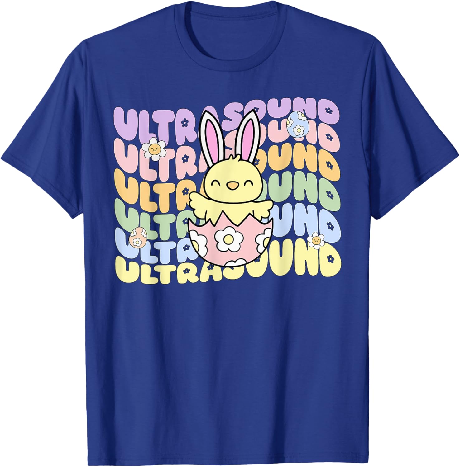 Groovy Easter Sonographer Bunny Chick Eggs T-Shirt for Ultrasound Lovers - 19