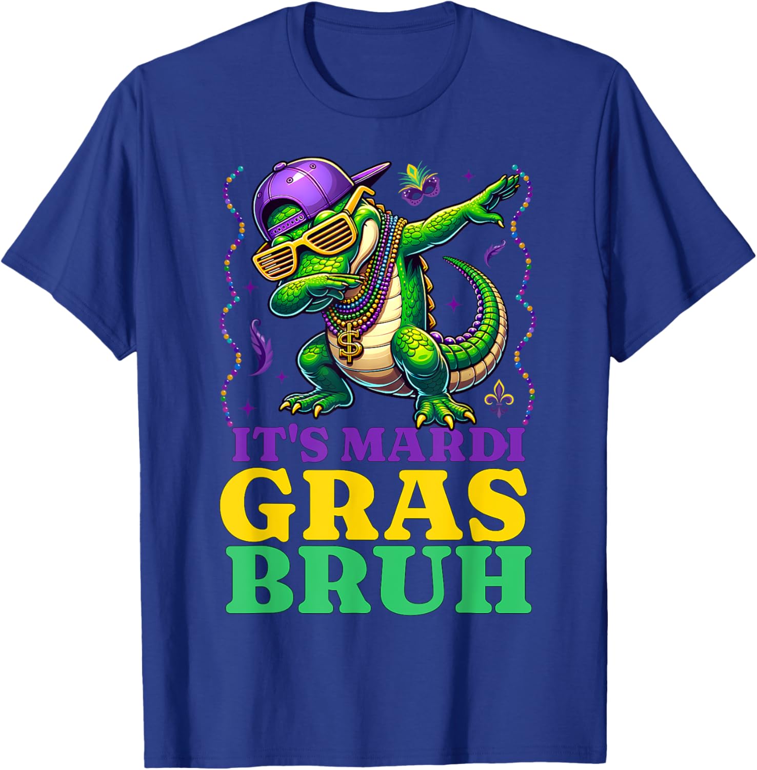 Mardi Gras Dabbing Alligator T-Shirt for Fun Costume Parades - 5