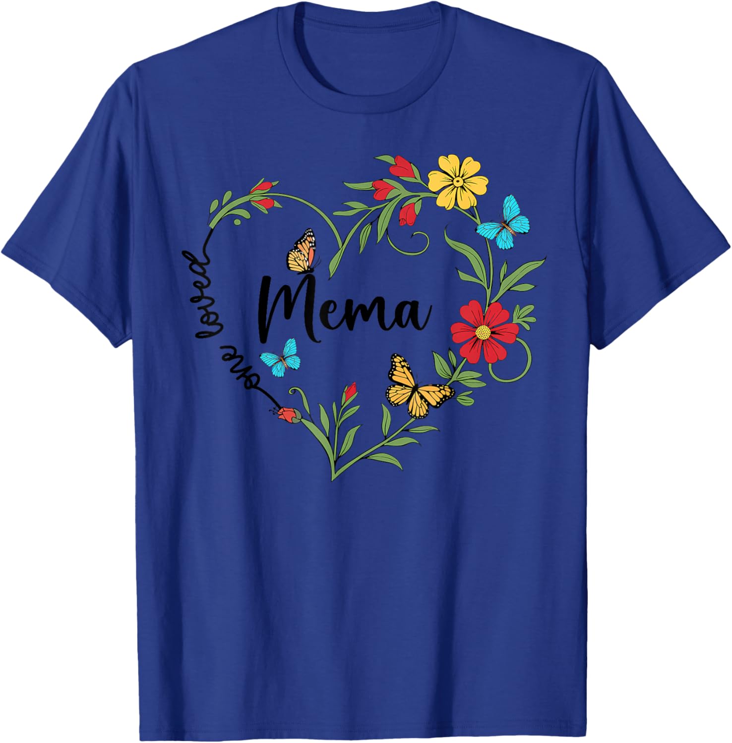 Floral One Loved Mema Heart T-Shirt for Mom and Grandma on Mother's Day - 12