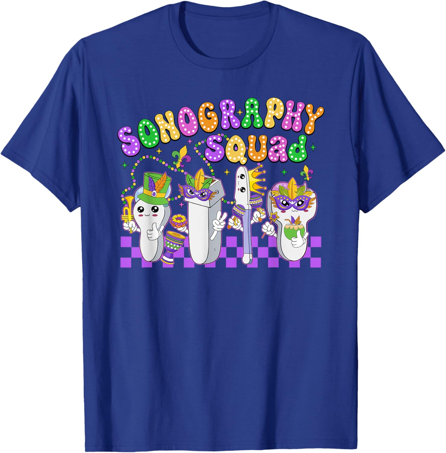 Funny Sonography Squad Mardi Gras Carnival T-Shirt for Sonographers - 3