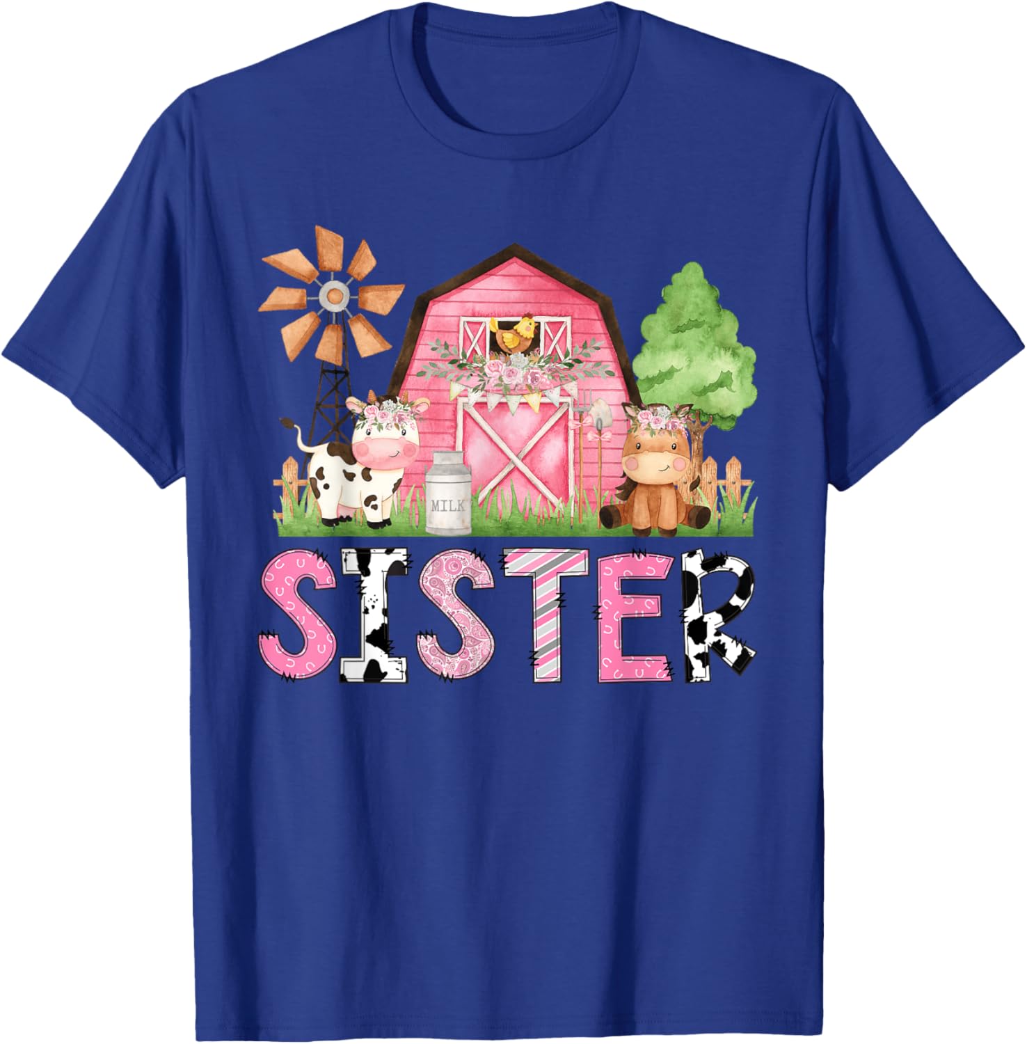 Sister Pink Farm Animal Birthday Matching Family T-Shirt for Kids - 10