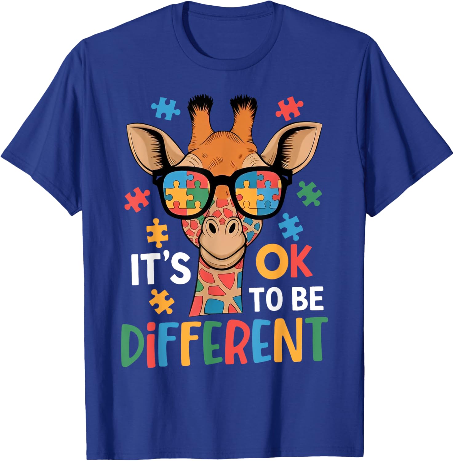 It's Okay to Be Different Giraffe Autism Awareness T-Shirt for Kids - 12