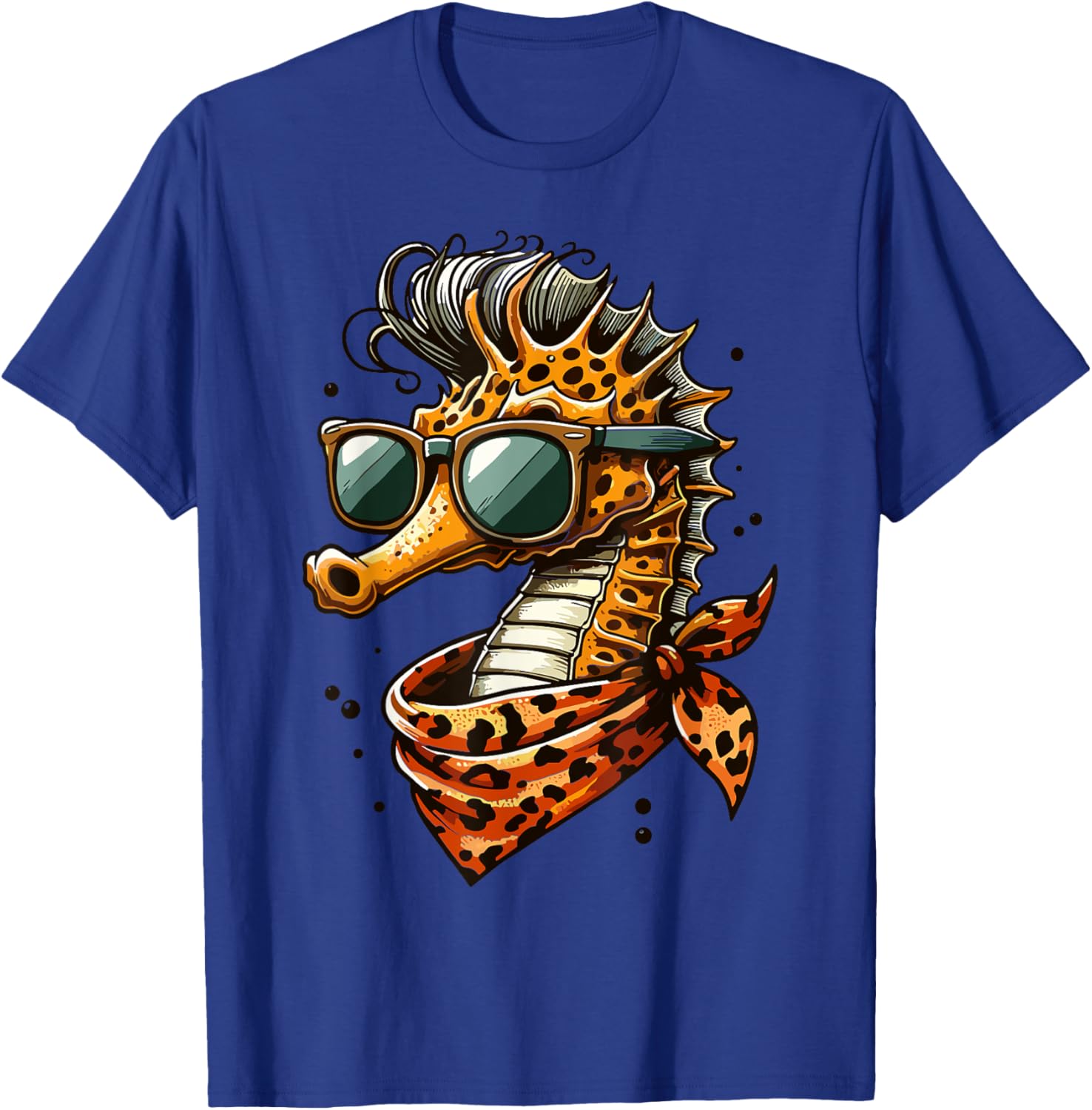 Seahorse with Leopard Scarf and Sunglasses Fun T-Shirt for Animal Lovers - 7
