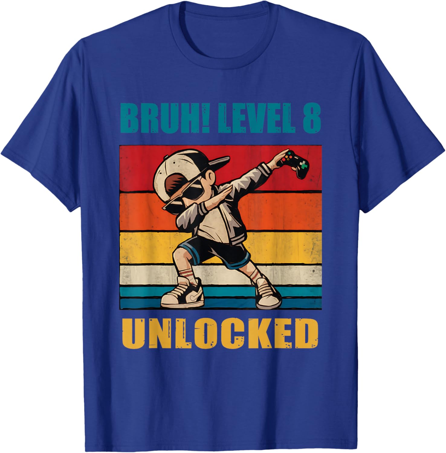 8 Year Old Birthday Gamer T-Shirt Level 8 Unlocked Dabbing Fun - 11