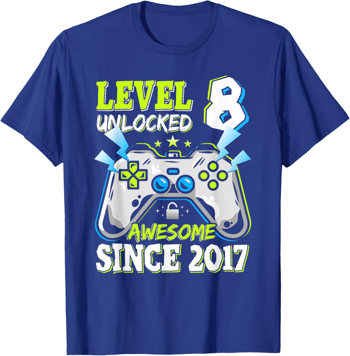 Level 8 Unlocked 2017 Video Game Birthday T-Shirt for Boys - 7