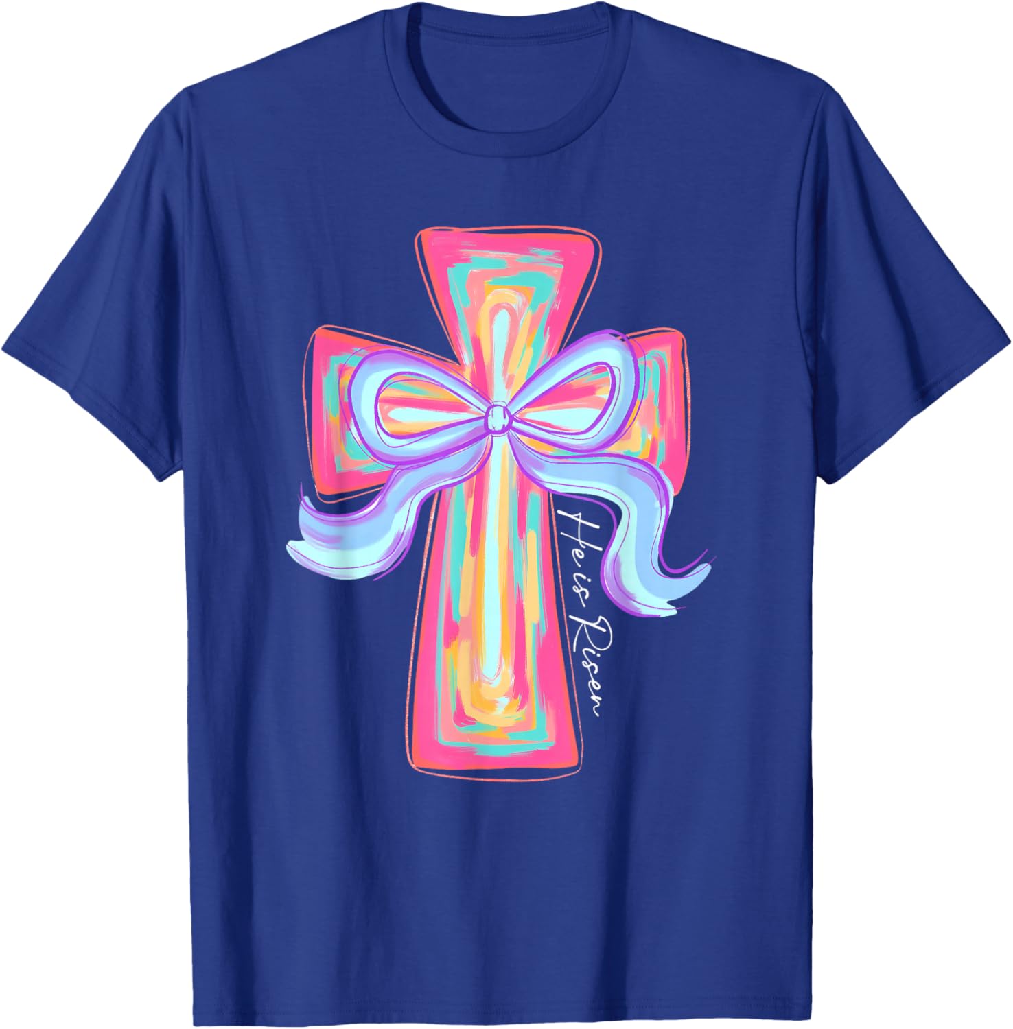 He is Risen Jesus Easter T-Shirt with Coquette Bow for Celebration - 16