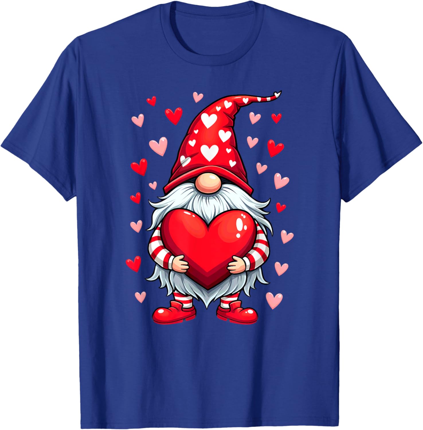 Adorable Valentine's Day Gnome T-Shirt with Red Heart Design - 17