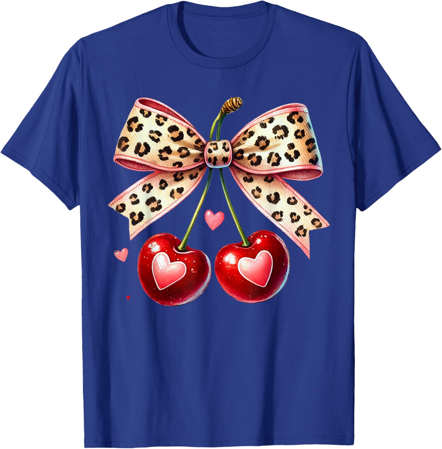 Coquette Cherry Heart Leopard Ribbon Bow T-Shirt for Valentine's Day - 9
