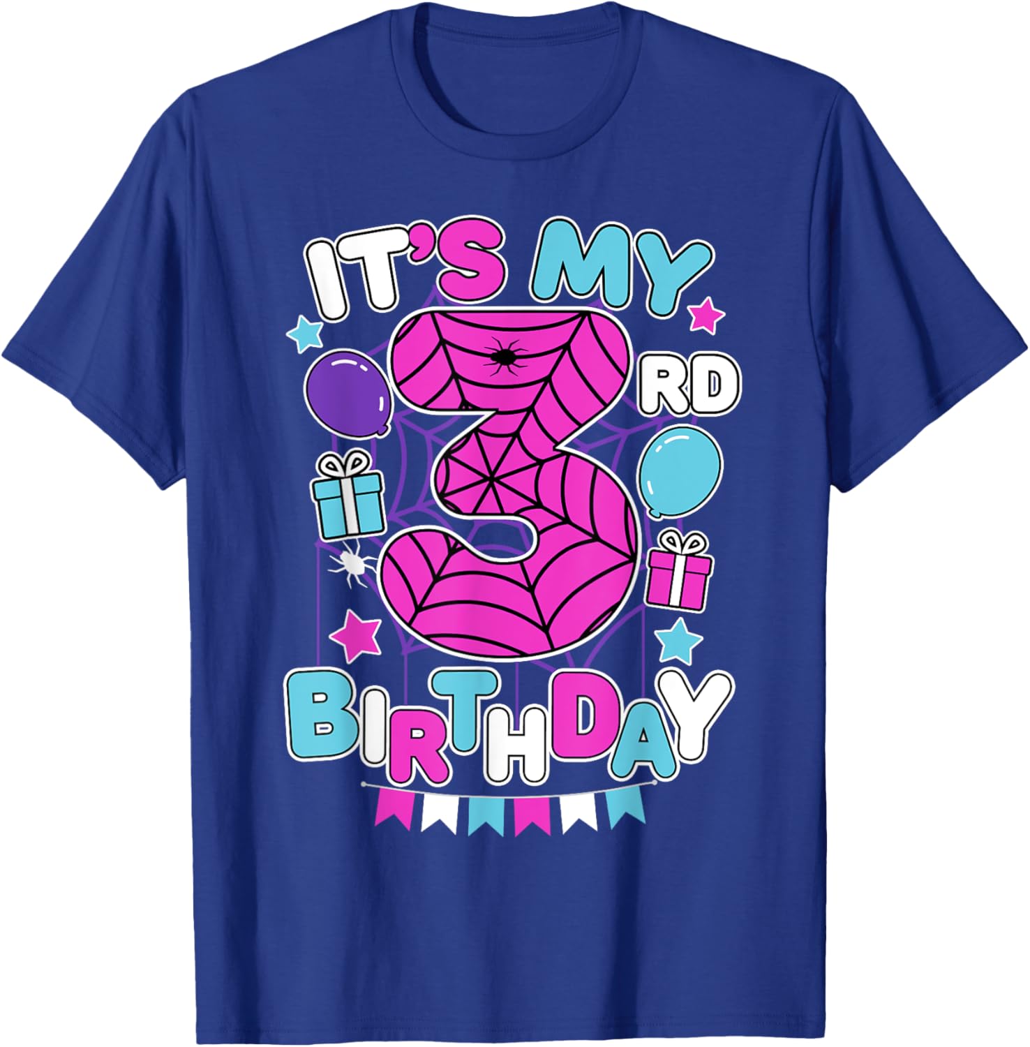 Cute 3rd Birthday Spider Web Theme T-Shirt for Girls Age Three - 21