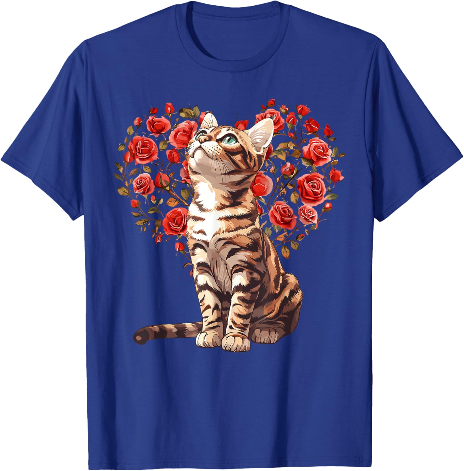 Bengal Cat Valentine's Day Heart Floral Design T-Shirt for Cat Lovers - 2