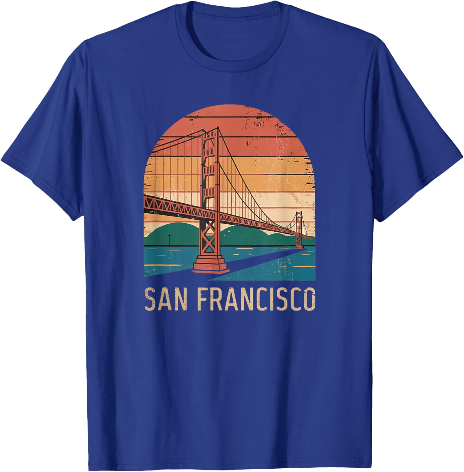 Retro San Francisco Bridge Sunset T-Shirt for Vintage Style Lovers - 8