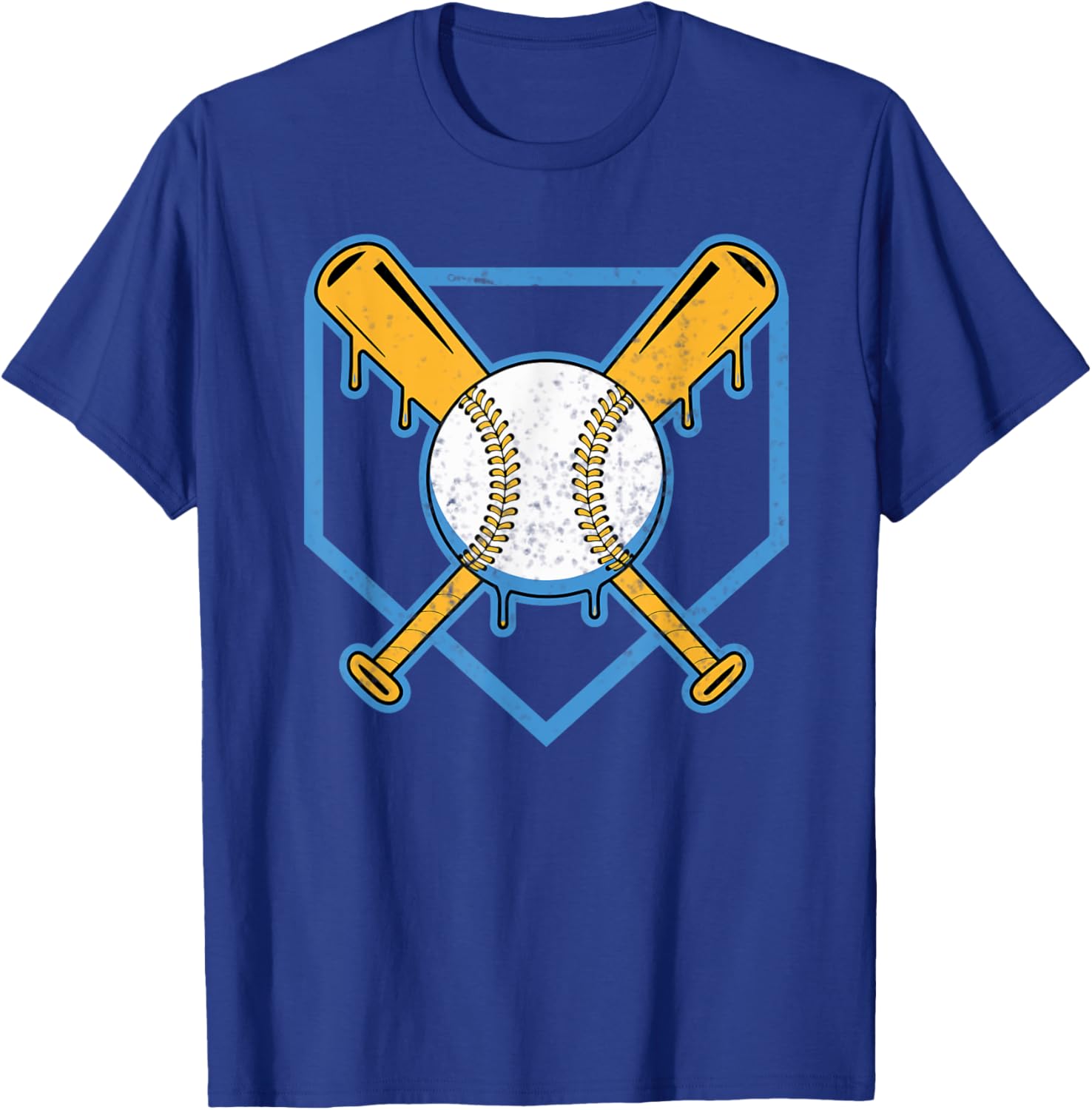 Yellow Baseball Home Plate Drip T-Shirt for Boys Sports Style - 26