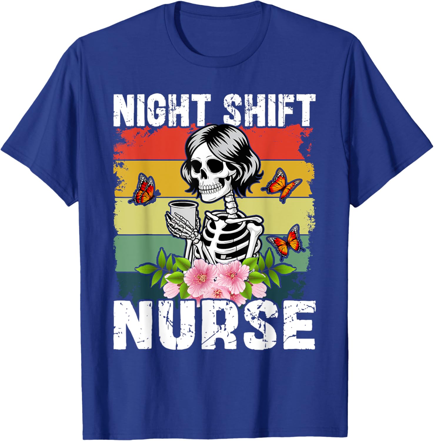 Funny Night Shift Nurse Skeleton T-Shirt for Healthcare Professionals - 7