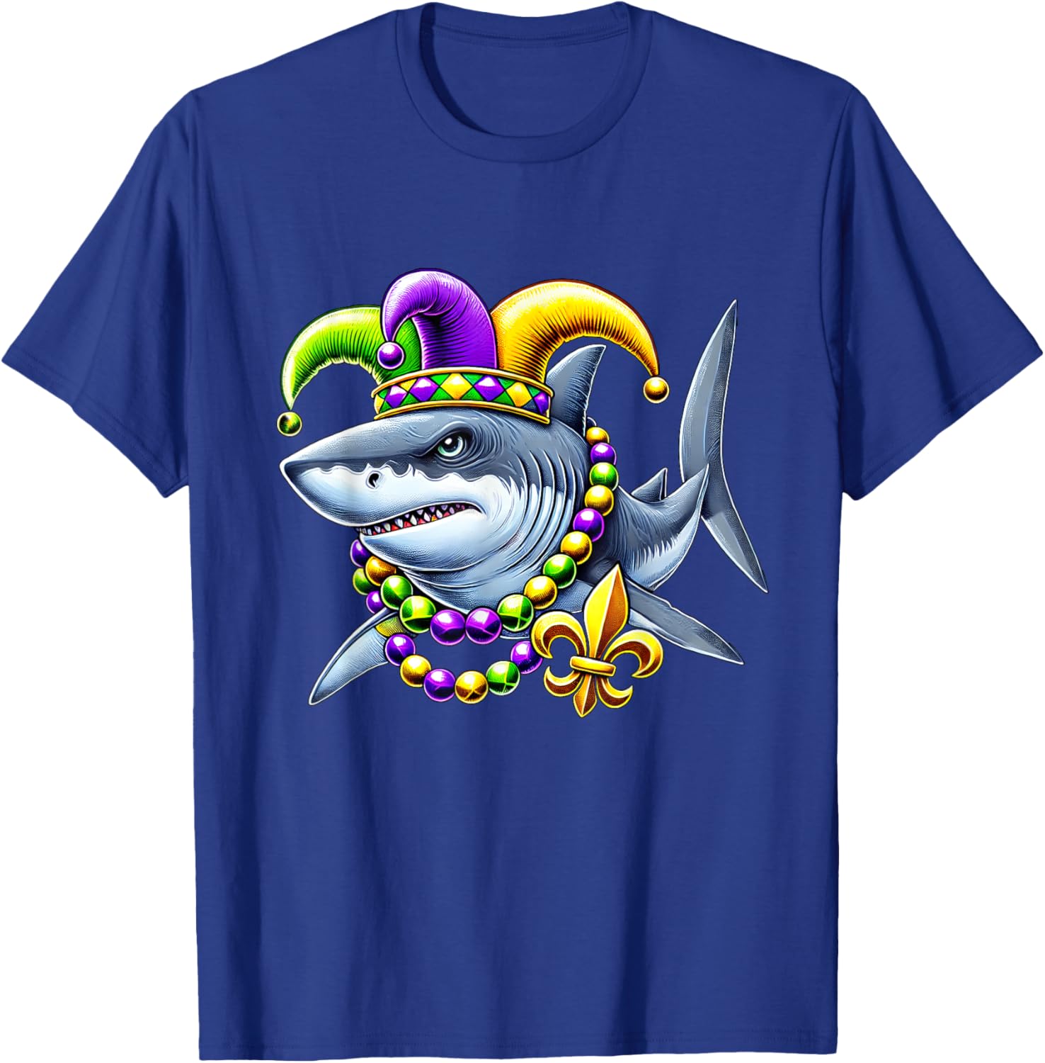 Jester Shark Beads Mardi Gras T-Shirt for Men, Women, and Kids - 4