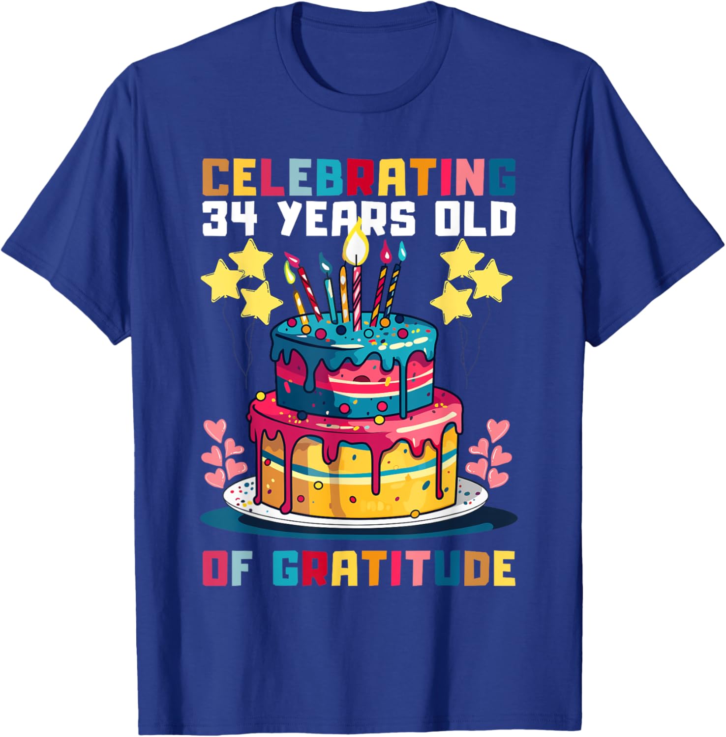 Celebrating 34 Years of Gratitude Fun Birthday T-Shirt for All Ages - 11