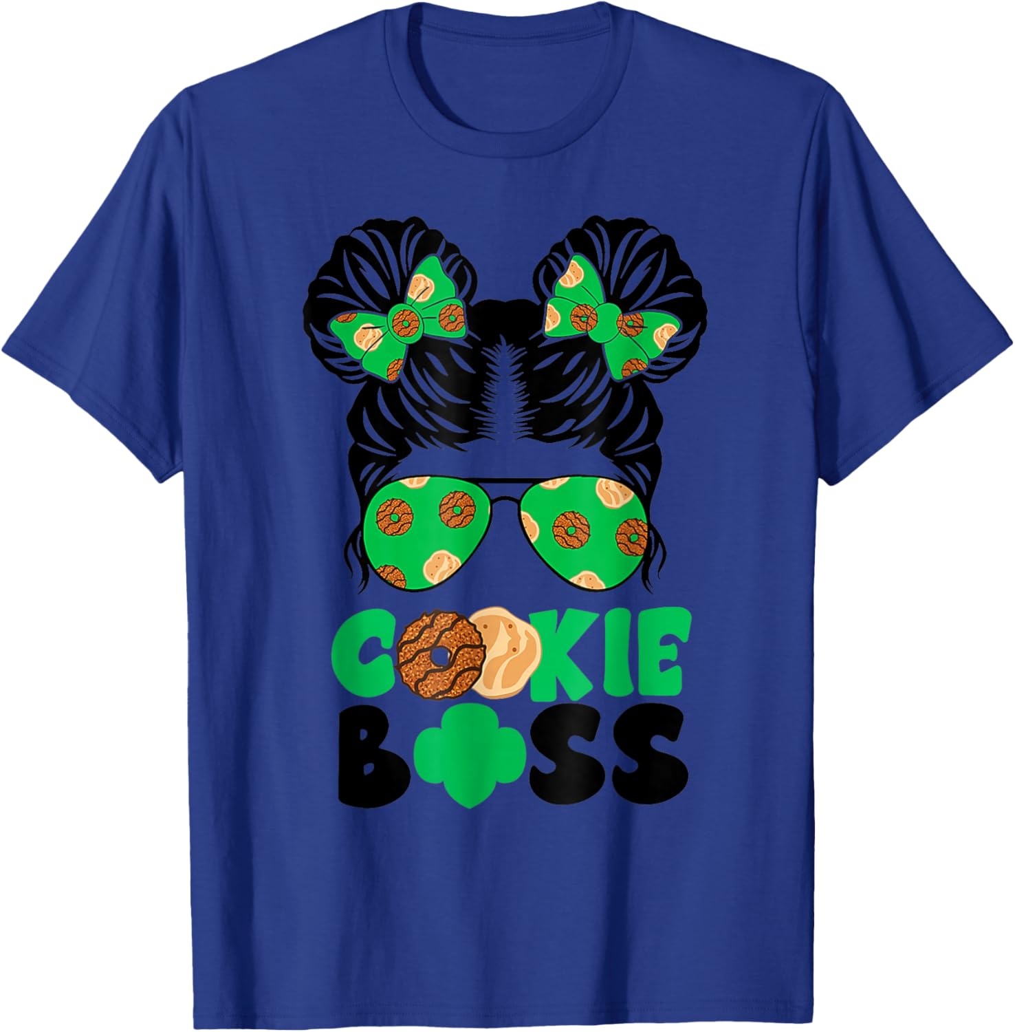 Scout Cookie Boss Girls Messy Bun Sunglasses T-Shirt for Kids - 7