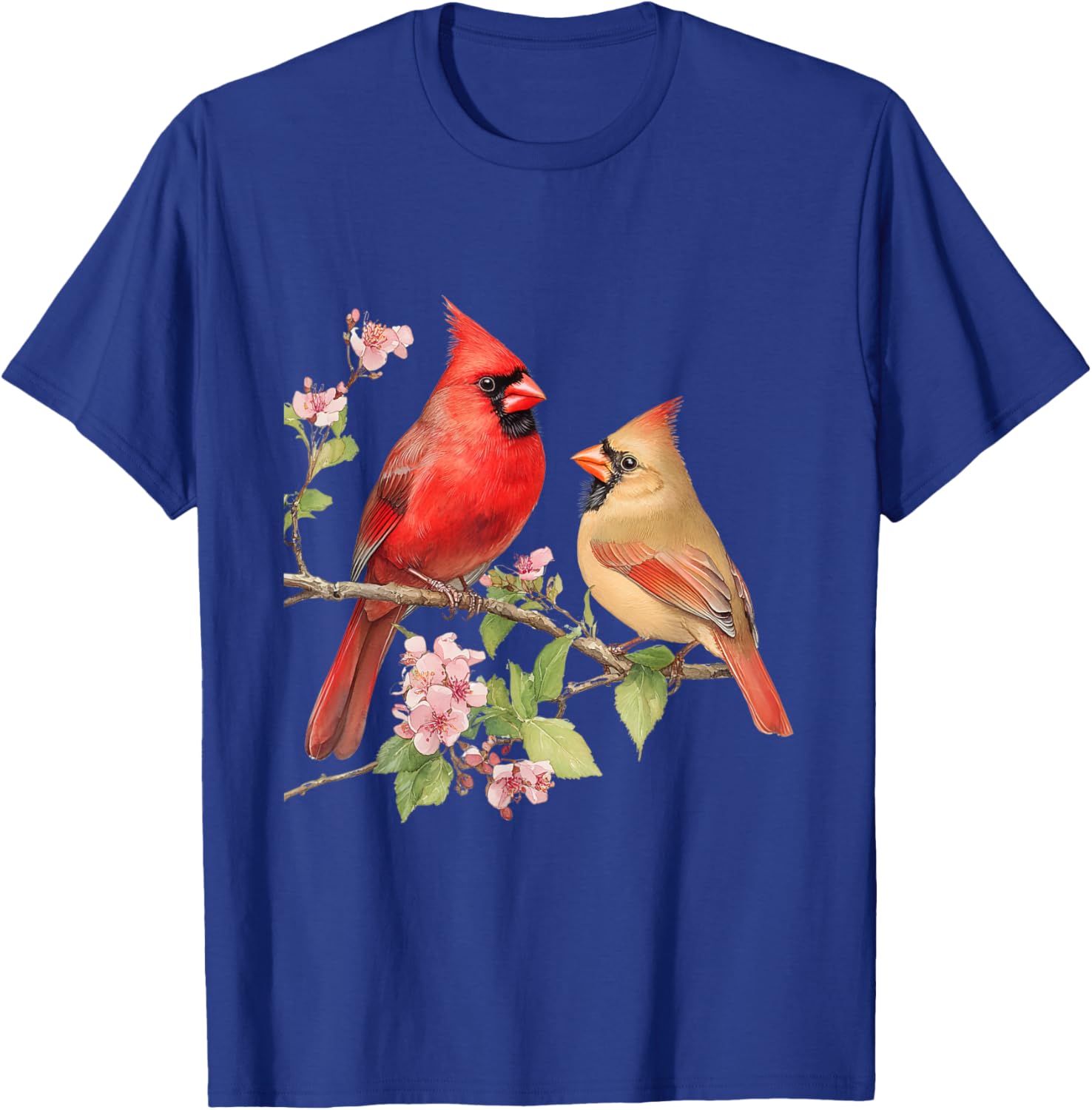 Charming Male and Female Cardinals on Cherry Blossom Branch T-Shirt - 10