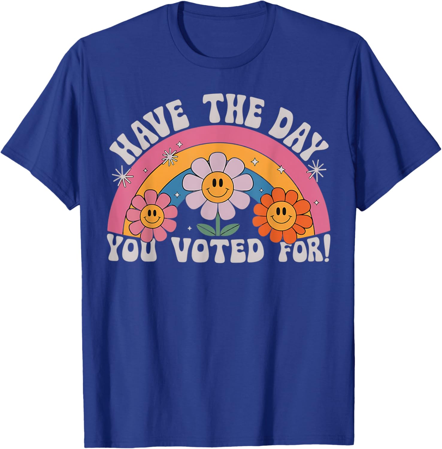 Funny Groovy Rainbow Flower T-Shirt Perfect for Voting Day Pride - 1