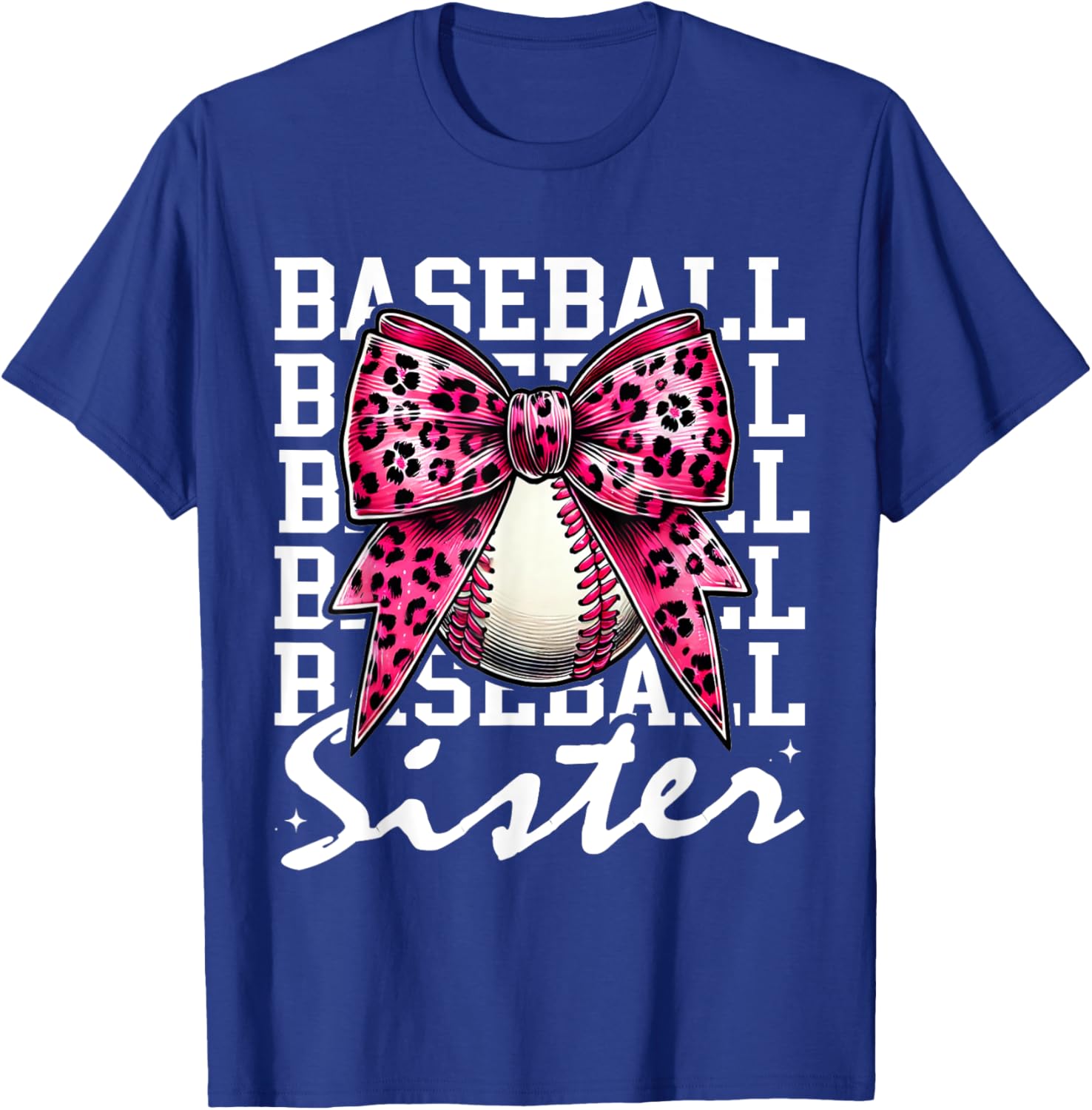Pink Leopard Print Coquette Bow Baseball Sister T-Shirt for Trendy Style - 5