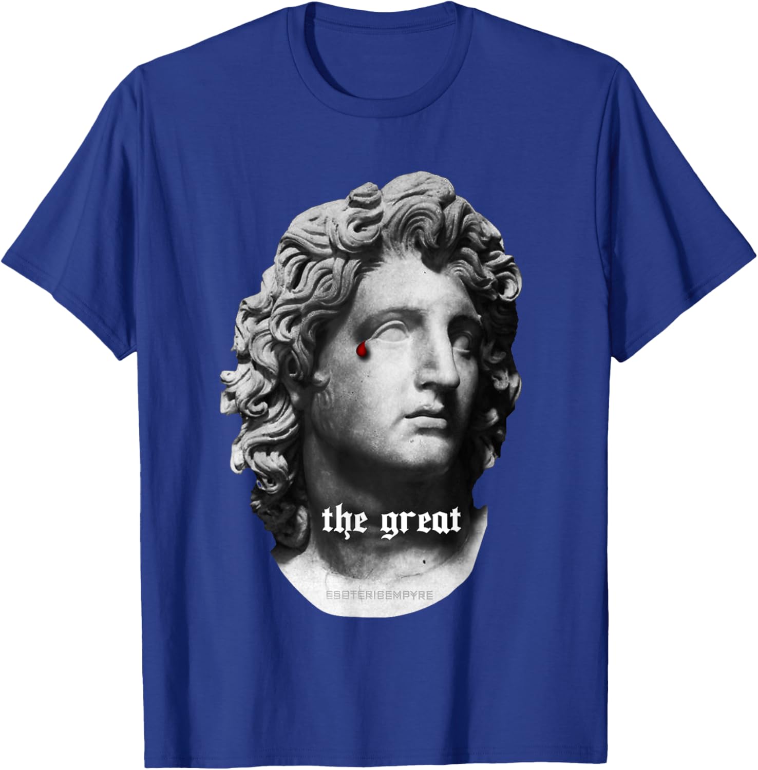 Alexander the Great Bust T-Shirt with Unique Bloody Teardrop Design - 7