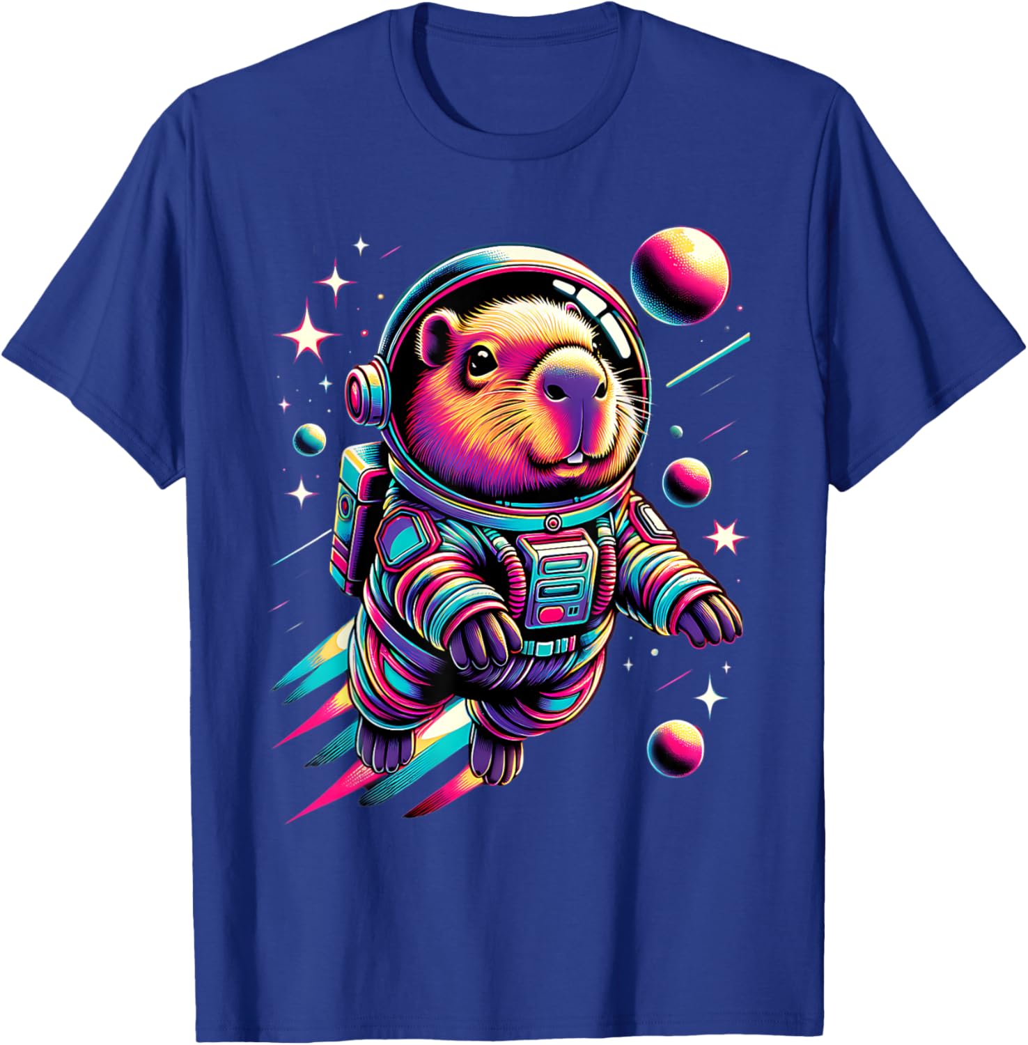 Adorable Space Capybara Astronaut T-Shirt for Animal Lovers - 6