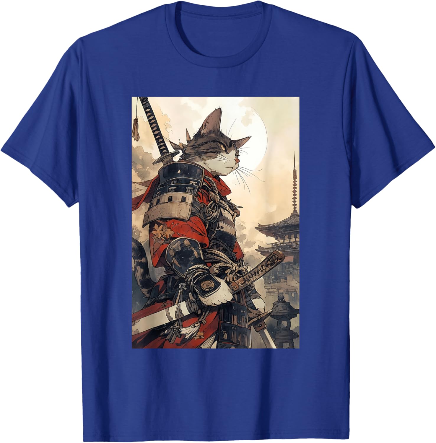 Samurai Cat Graphic Tee Vintage Japanese Art for Men, Women, Kids - 24