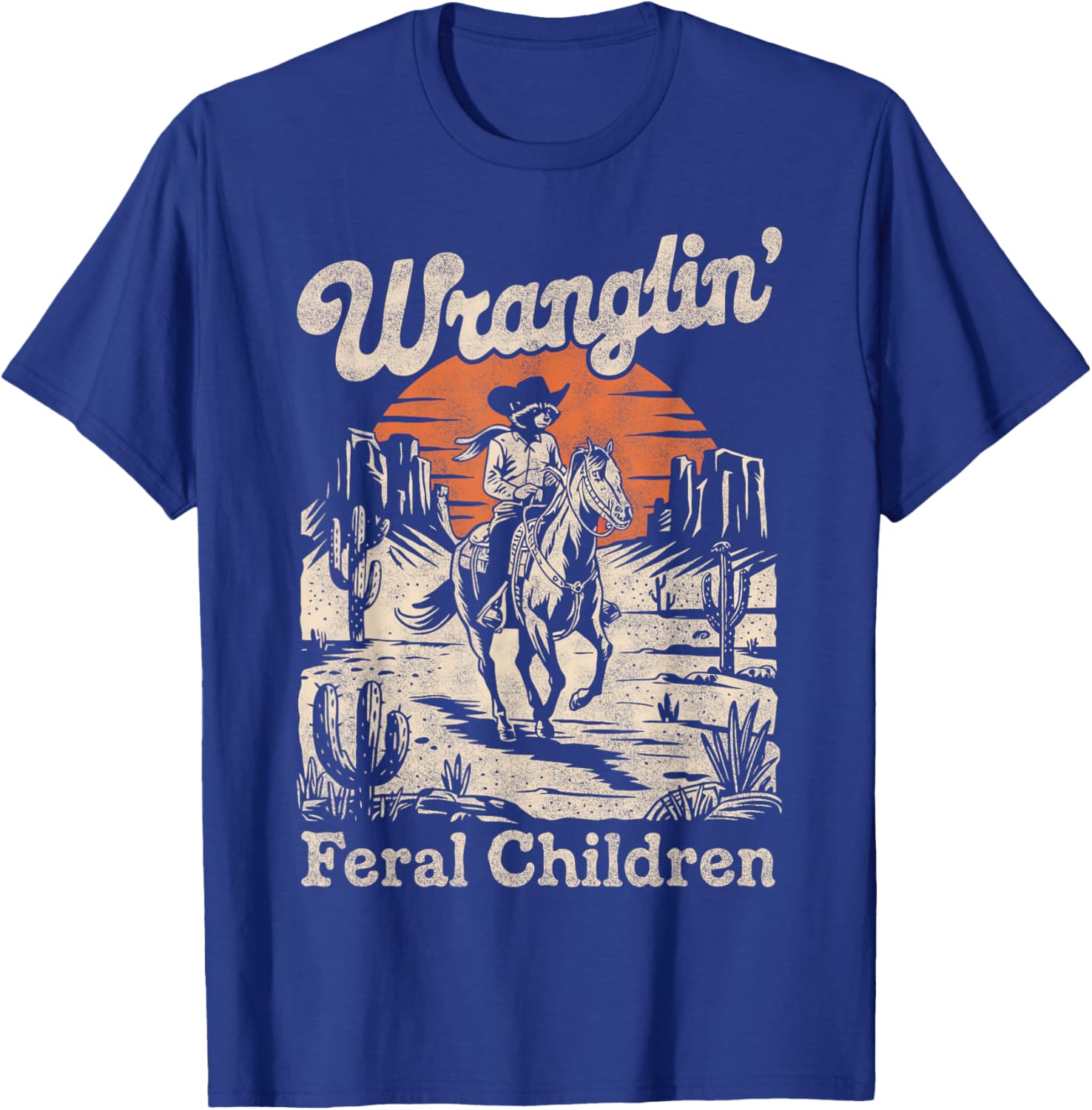 Wranglin Feral Children Raccoon T-Shirt Retro 90s Cowboy Style - 5