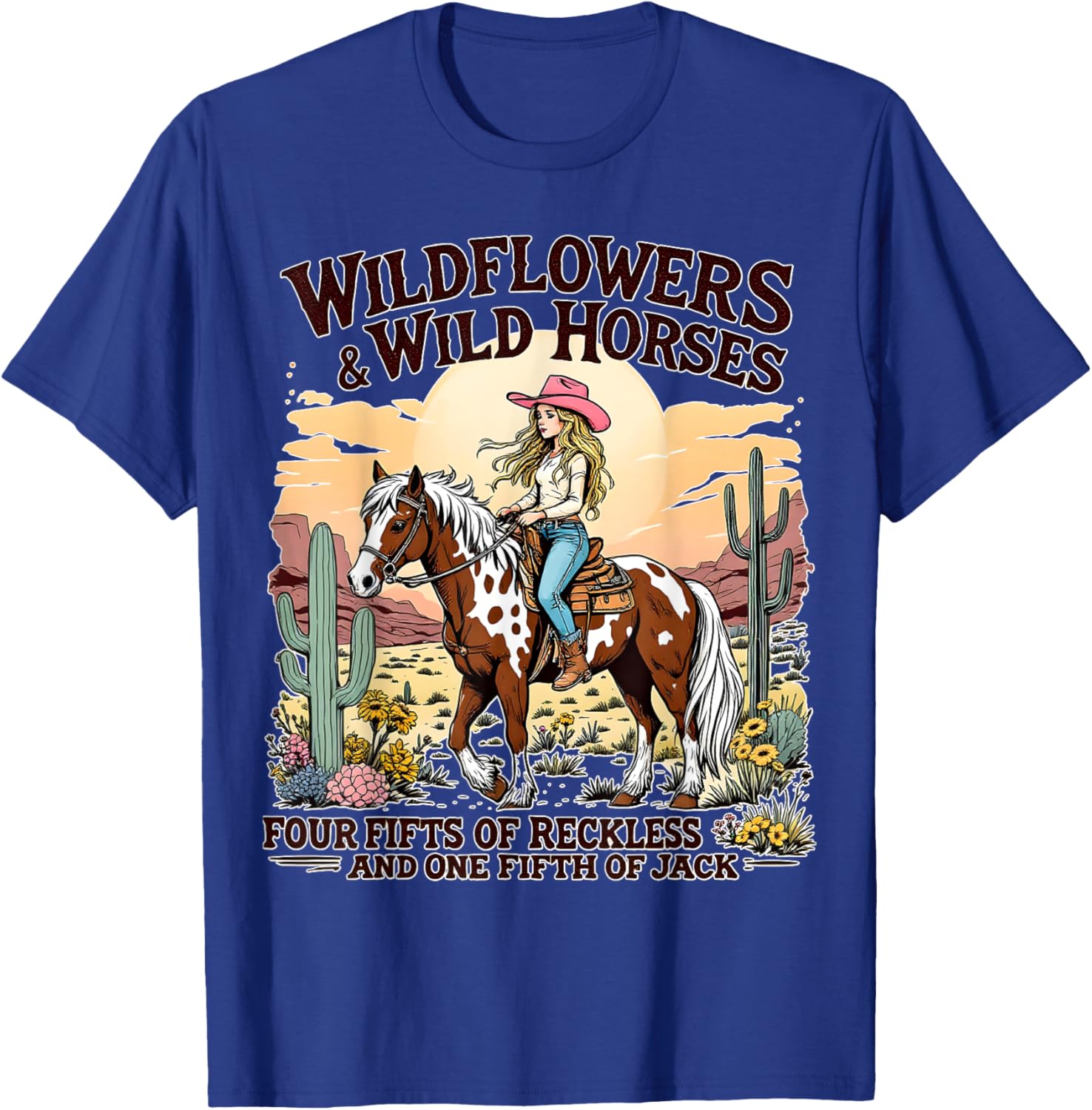 Wild Flowers and Wild Horses Southern Sunset Cowgirls T-Shirt for Women - 14